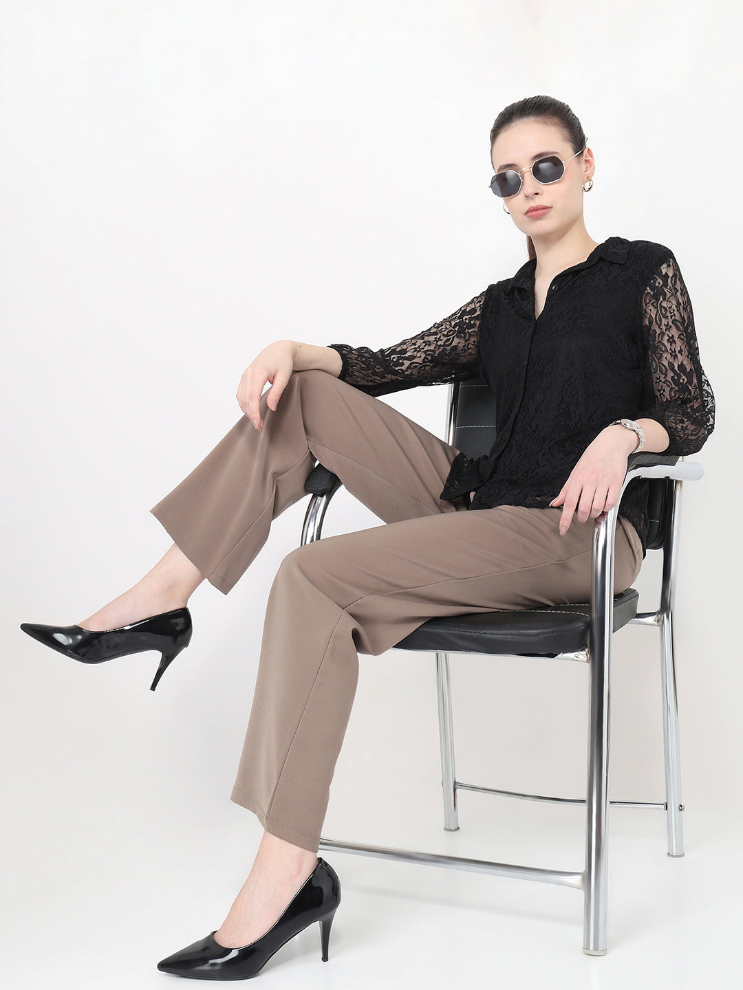 Women Black Slim Fit Shirt