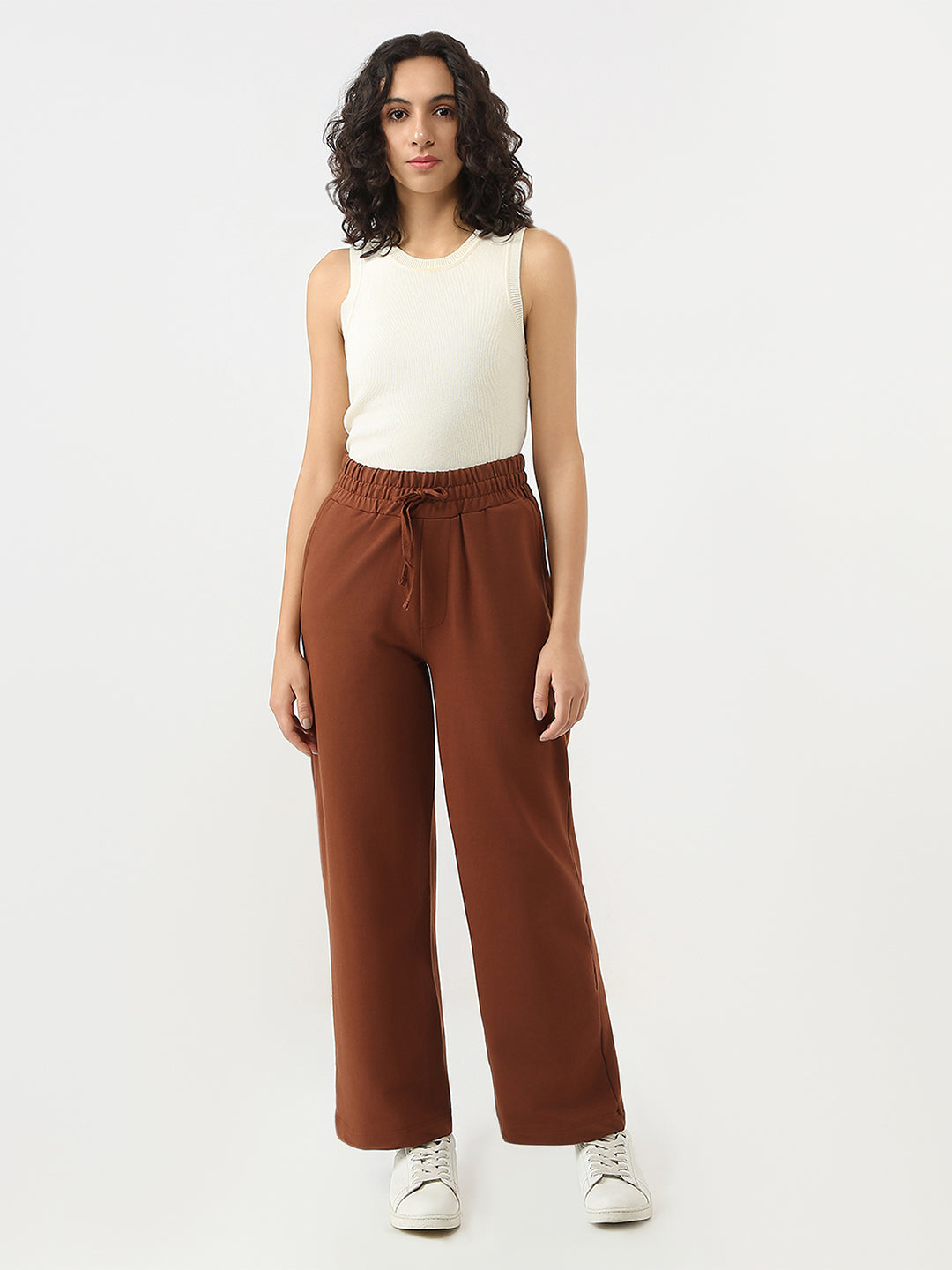 Women Sepia High-Rise Loose Fit Trousers