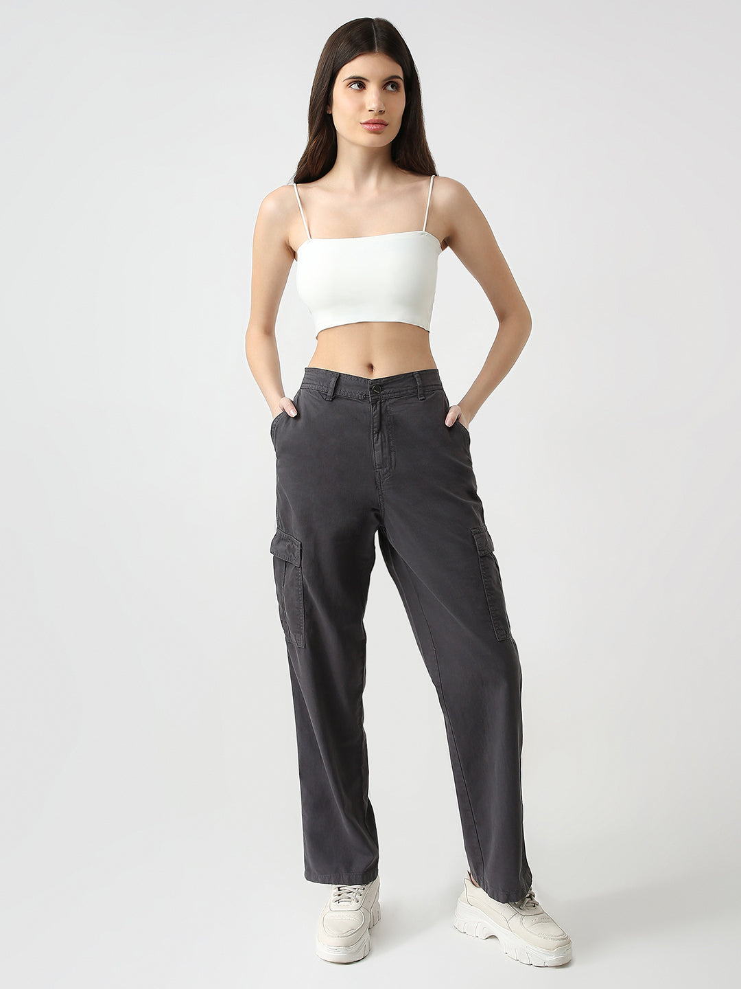 Women High-Rise Loose Fit Cargo
