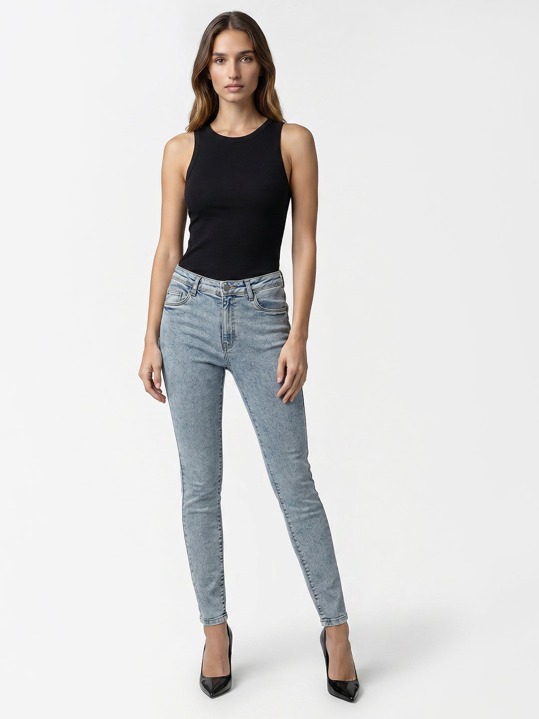 Women Light Blue High-Rise Skinny Jeans