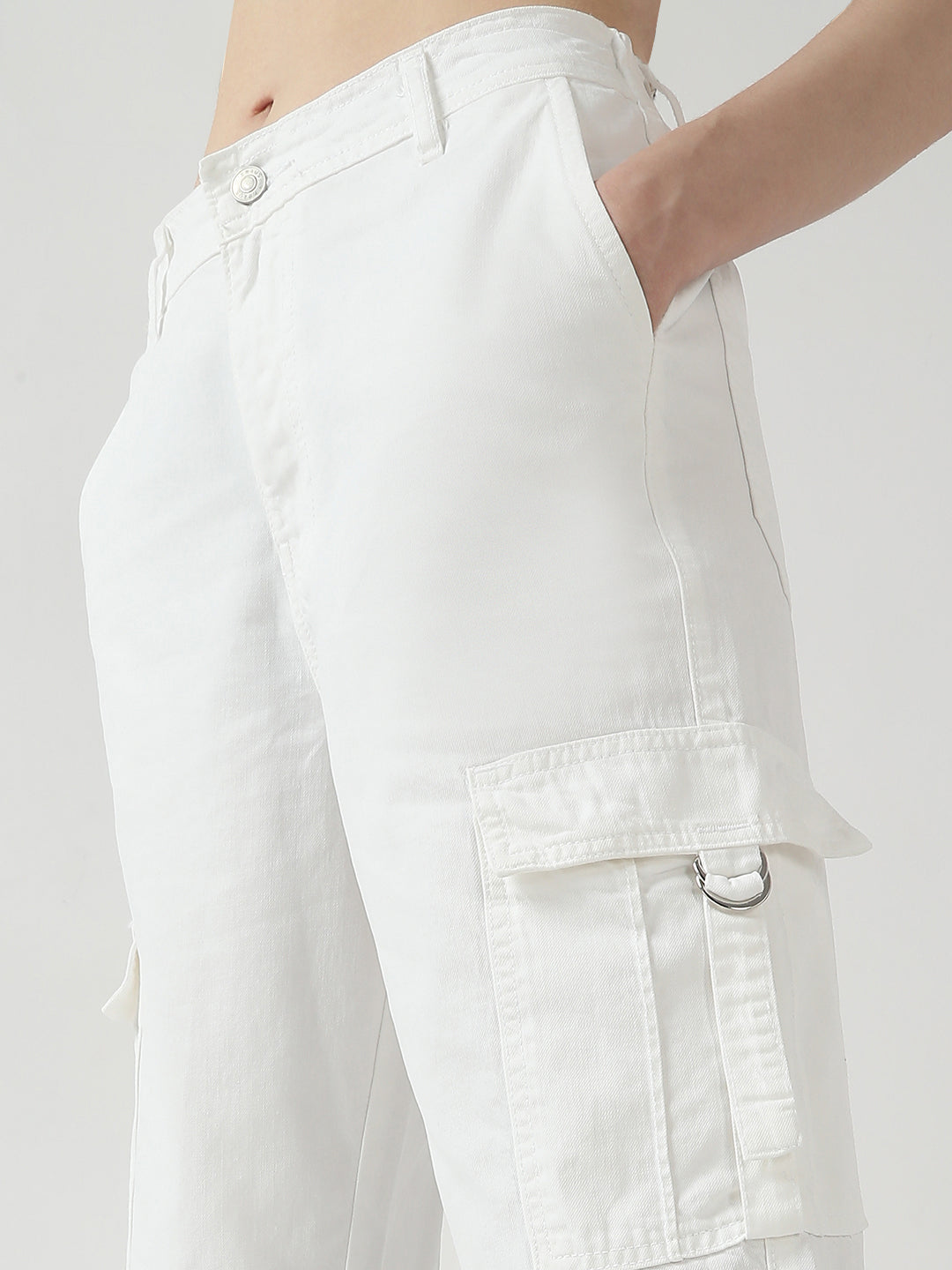 Women White High-Rise Cargo