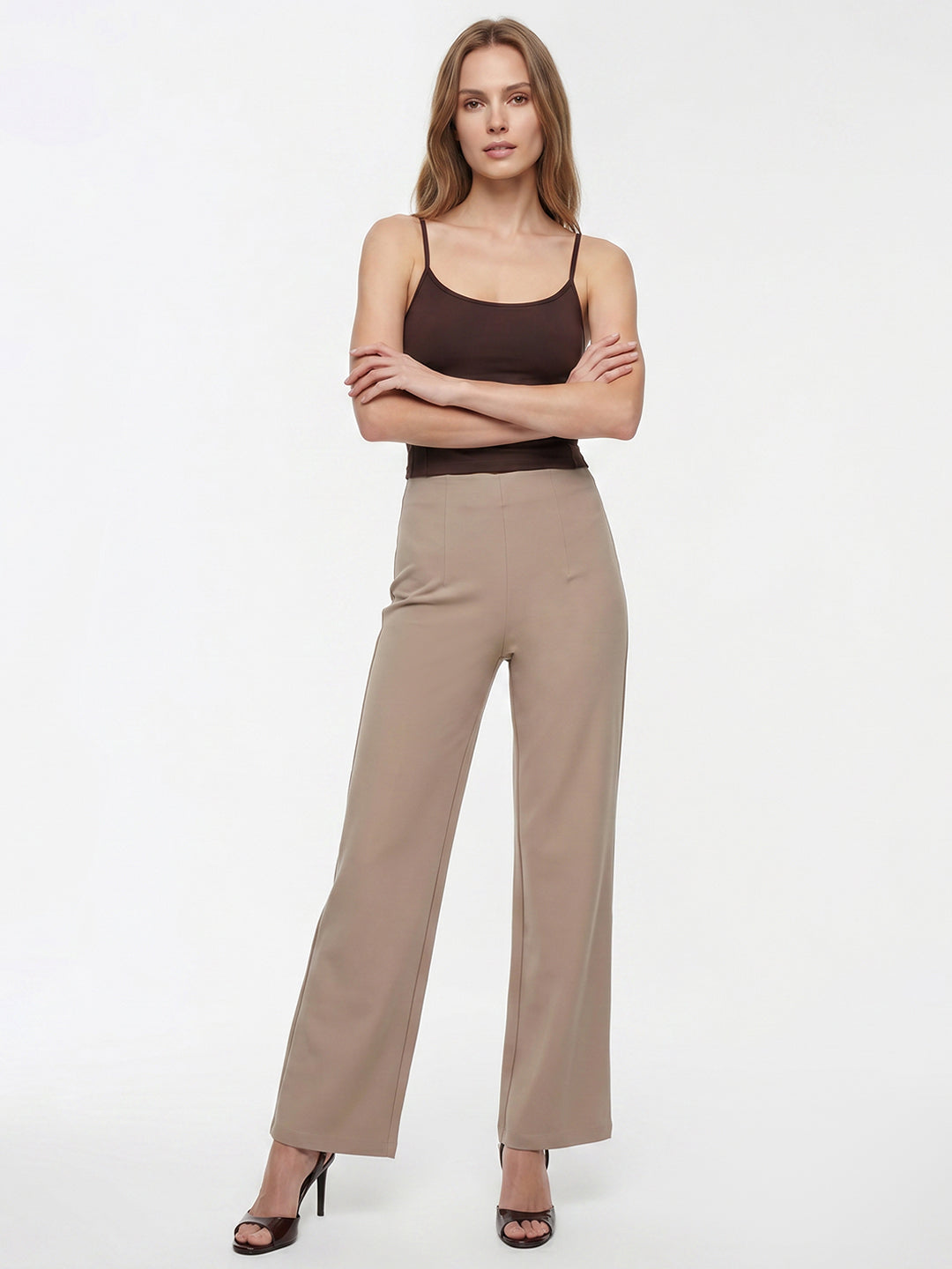 Women Oatmilk Wide Leg Treggings