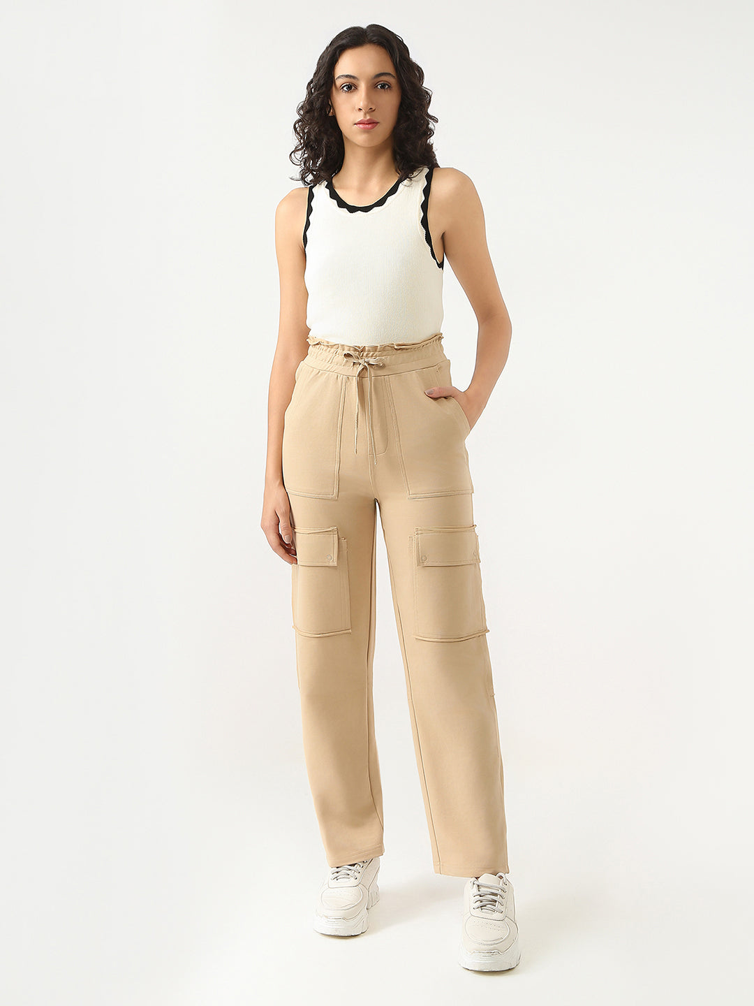 Women Beige Mid-Rise Skinny Athleisure