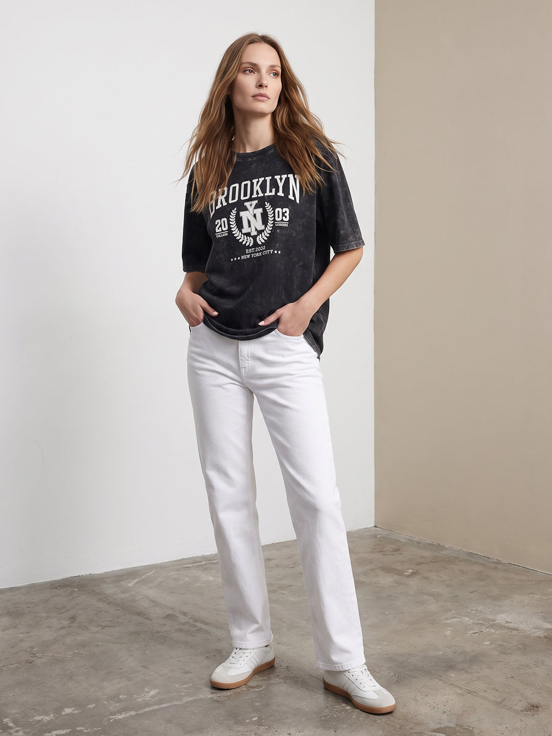 Women Black Cold Wash Oversized T-Shirt