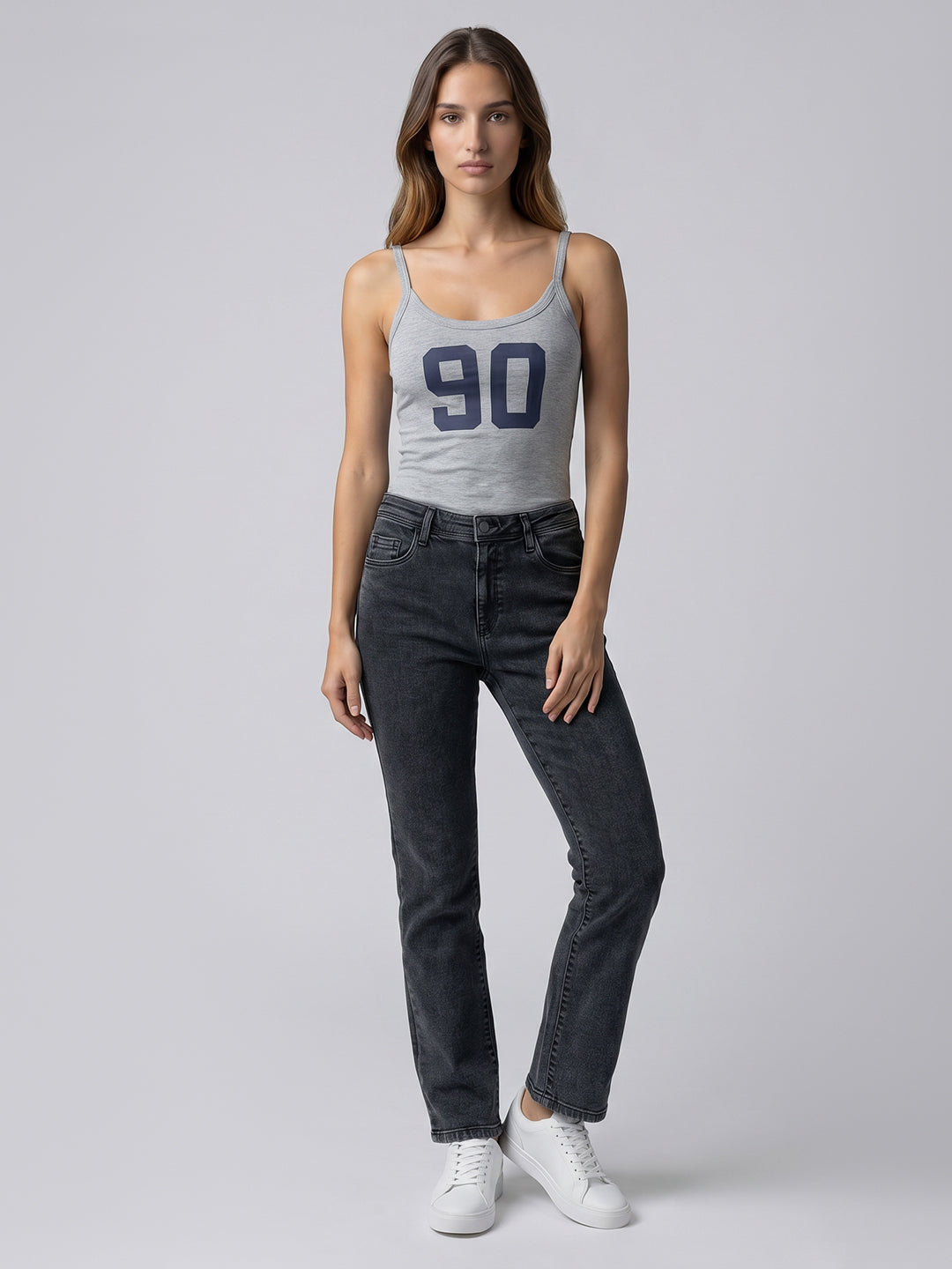 Women Slate Blue High-Rise Crop Flare Jeans