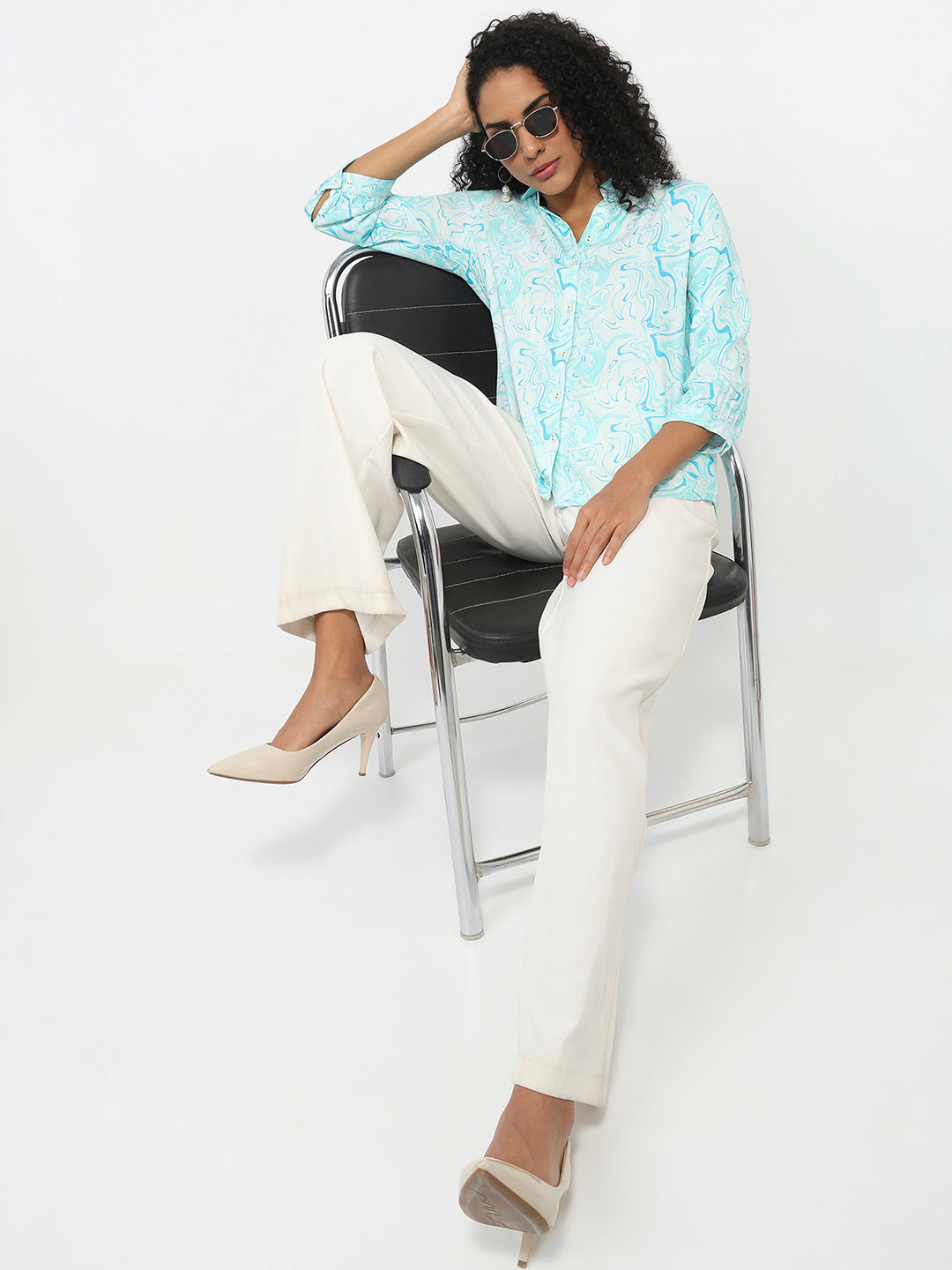 Women Aqua Marble Shirt