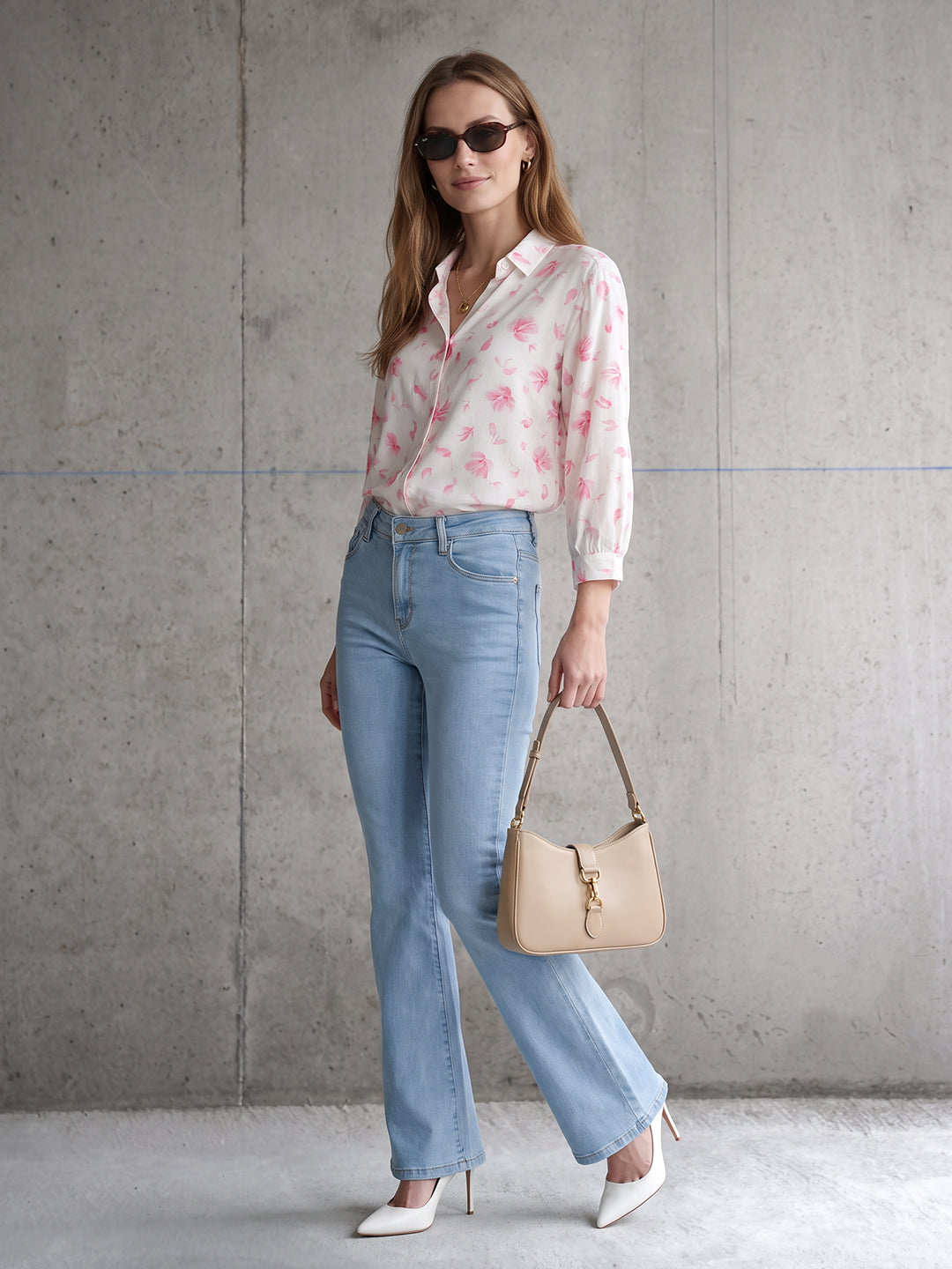 Women Pink Floral Shirt