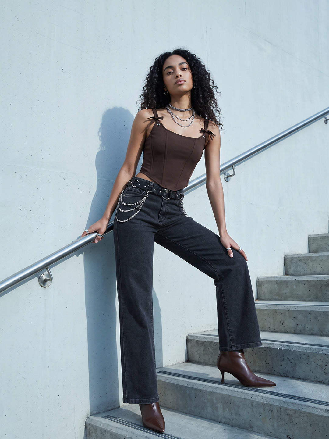 Slate Blue High-Rise Wide Leg Jeans