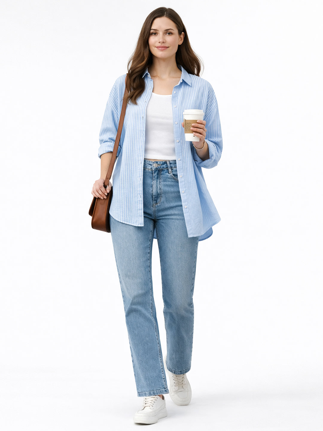 Women Light Blue High-Rise Straight Fit Jeans