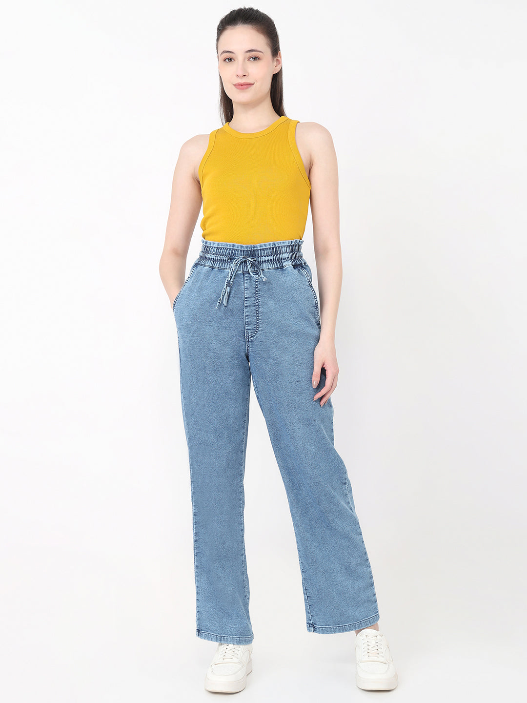 Women Blue High-Rise Joggers
