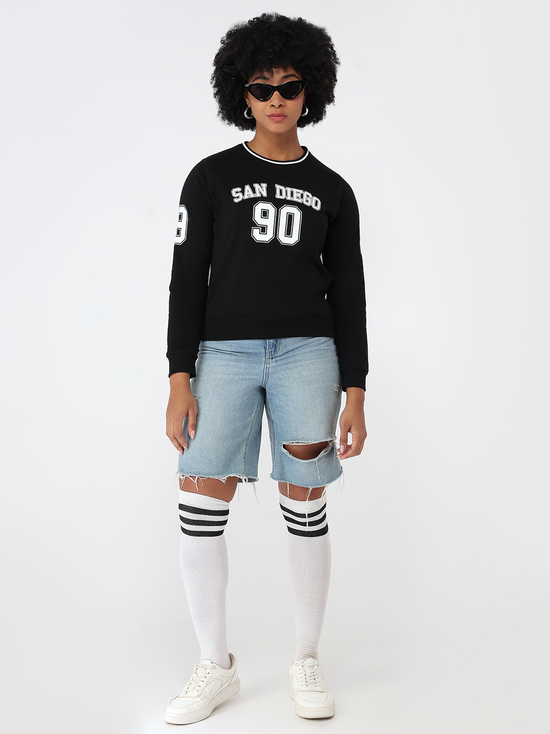 Women Black Slim Fit Sweatshirt