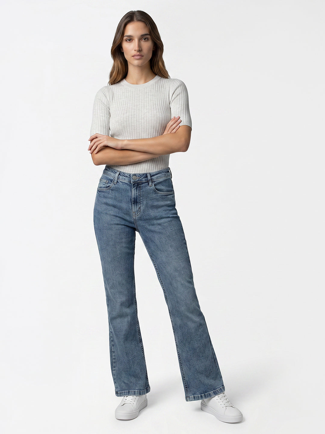 Women Blue High-Rise Flare Jeans
