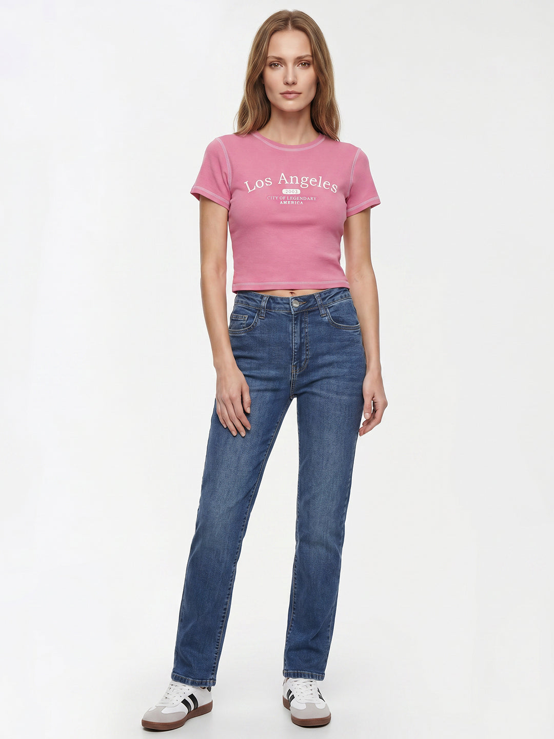 Women Blue Slim High-Rise Straight Fit Jeans
