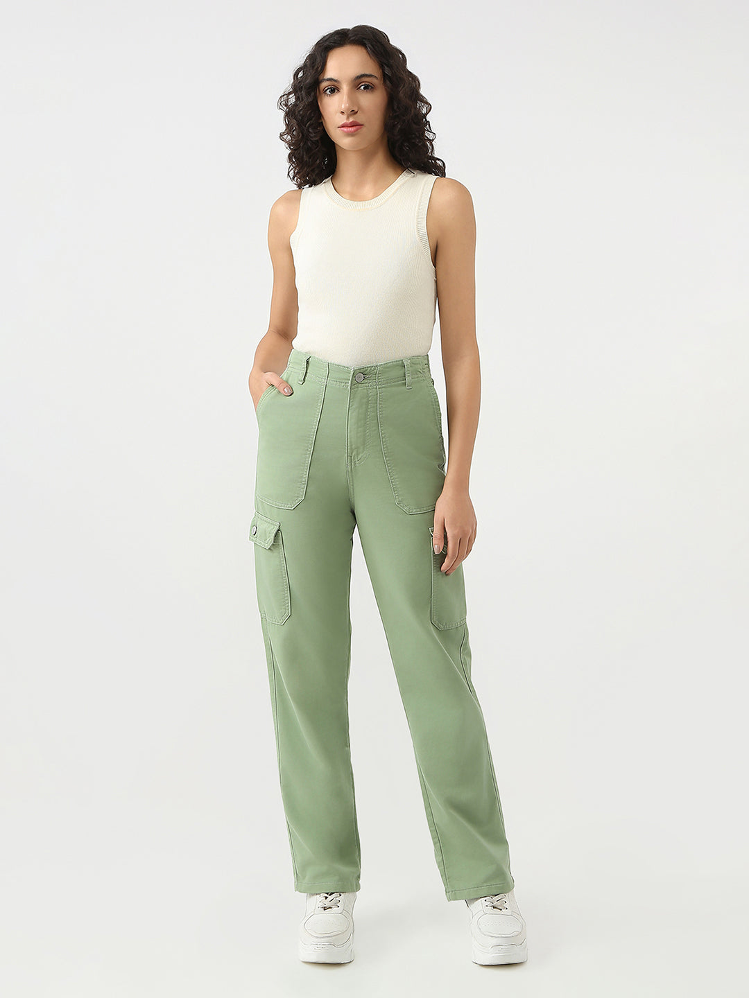 Women High Rise Loose Fit Cargo