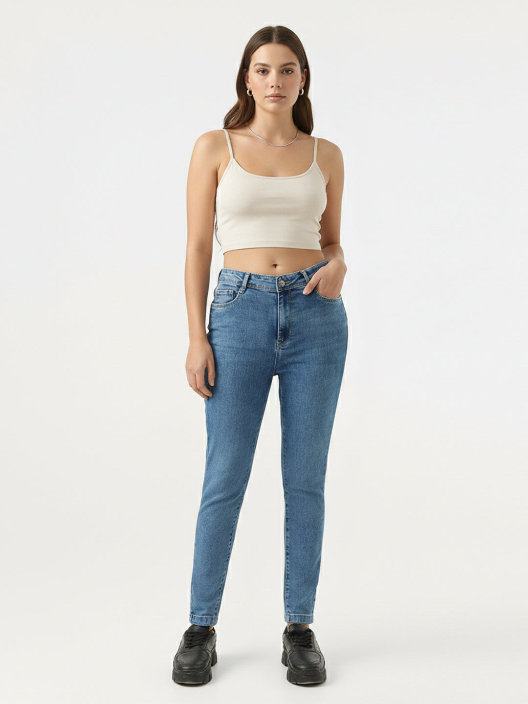 Women Blue High-Rise Skinny Jeans