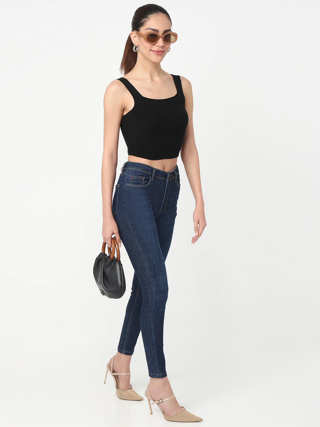 Women Off White Slim Cami Top