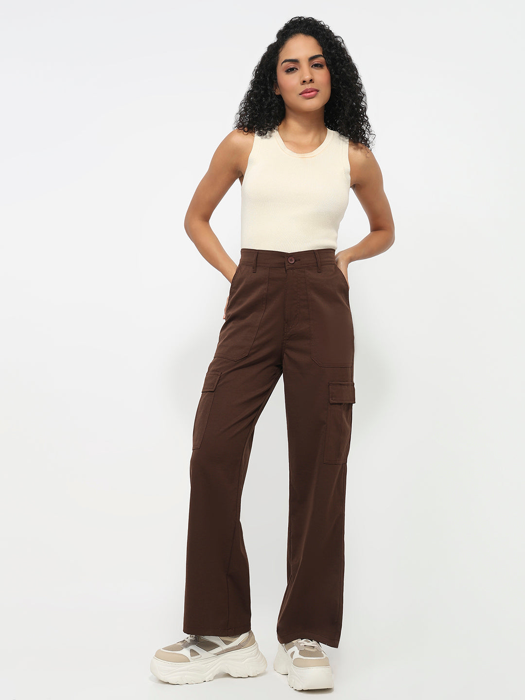 Women Sepia Mid-Rise Cargo