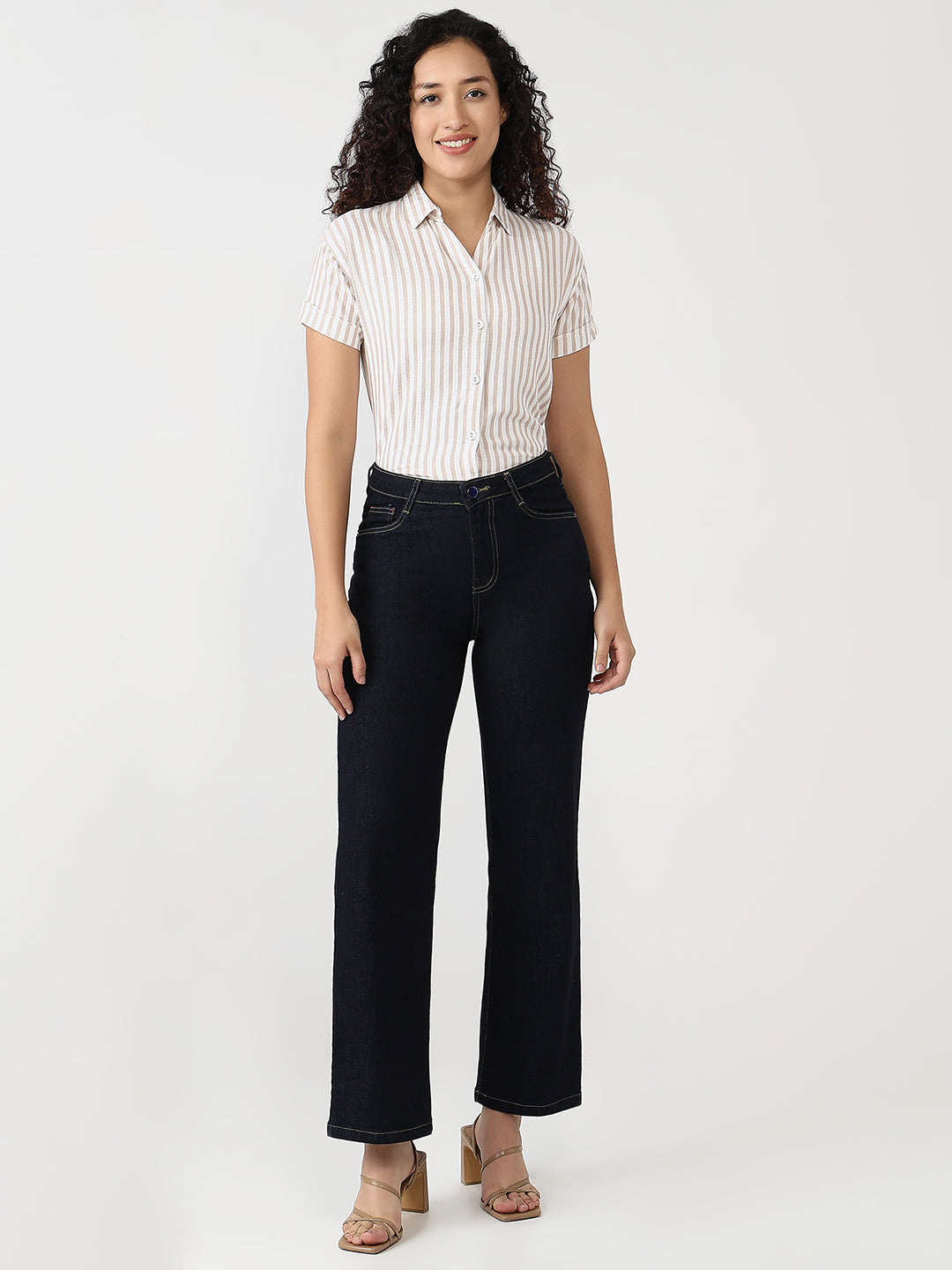 Women Blue High-Rise Straight Jeans