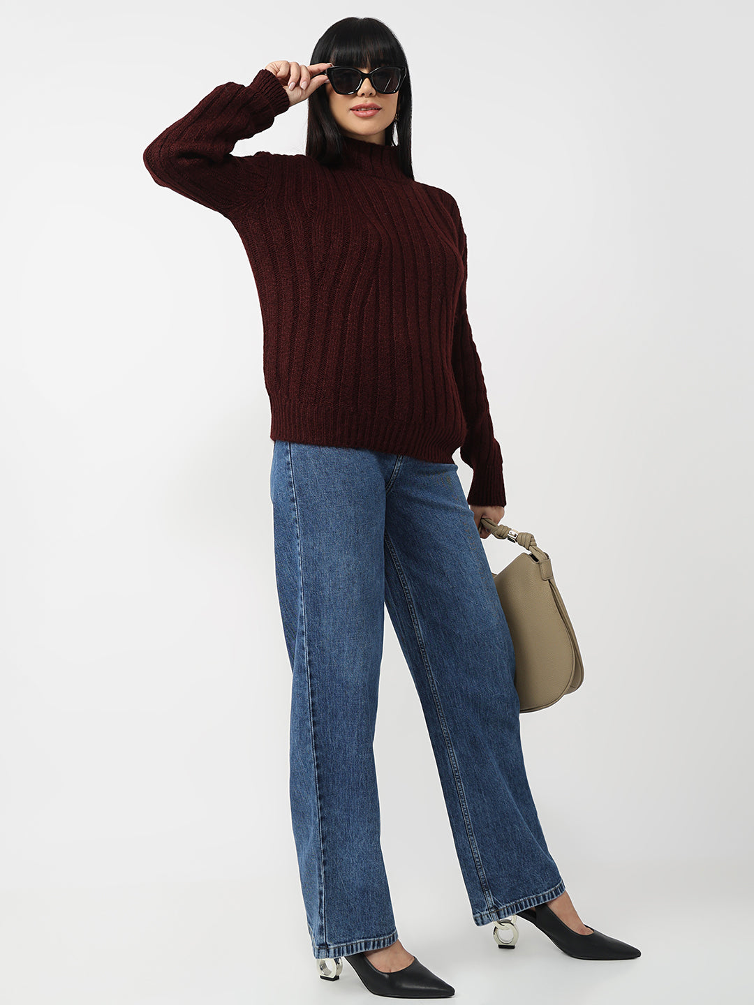 Blue High-Rise Straight Fit Jeans