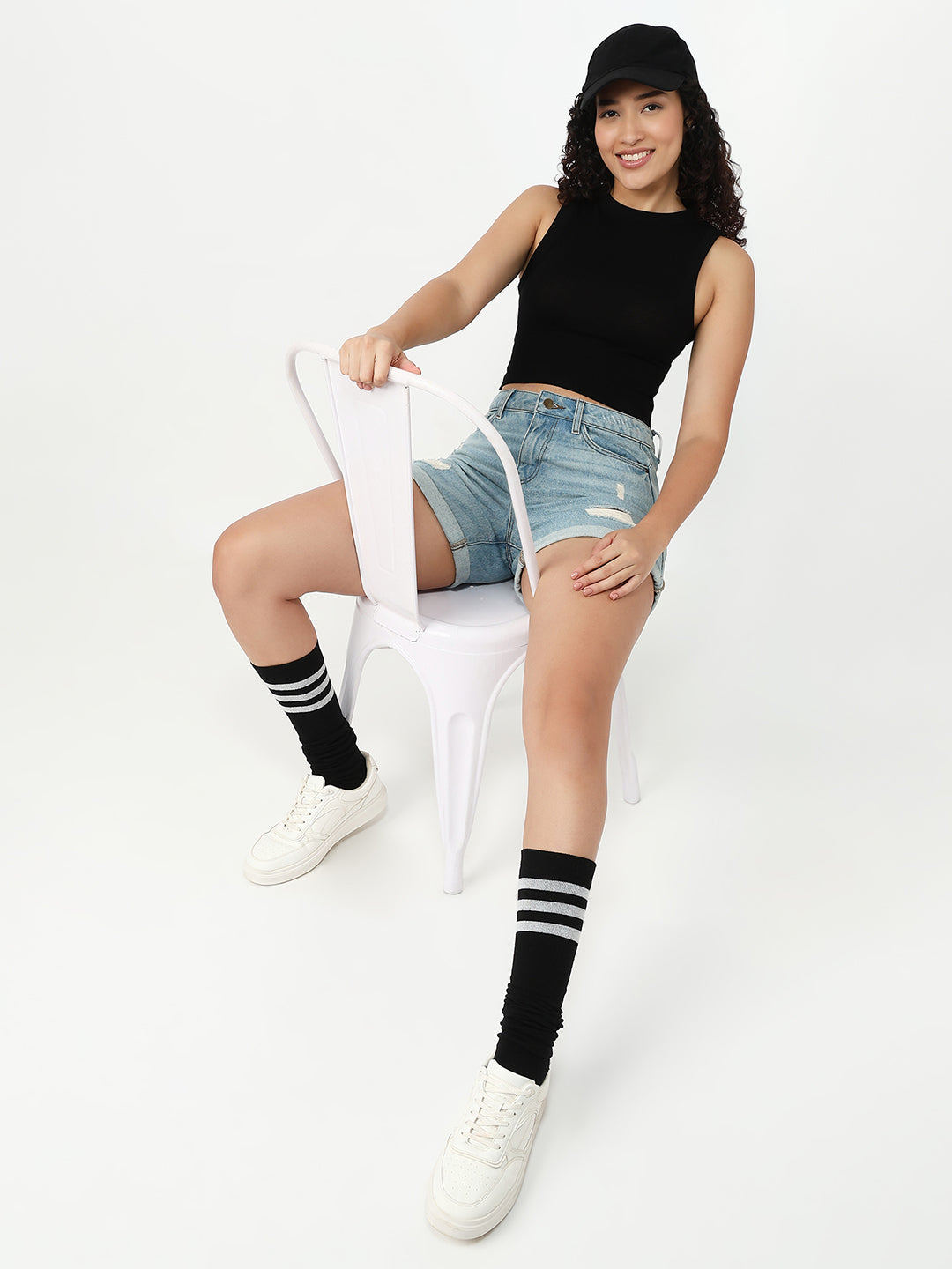 Women Black Slim Fit Tank Top