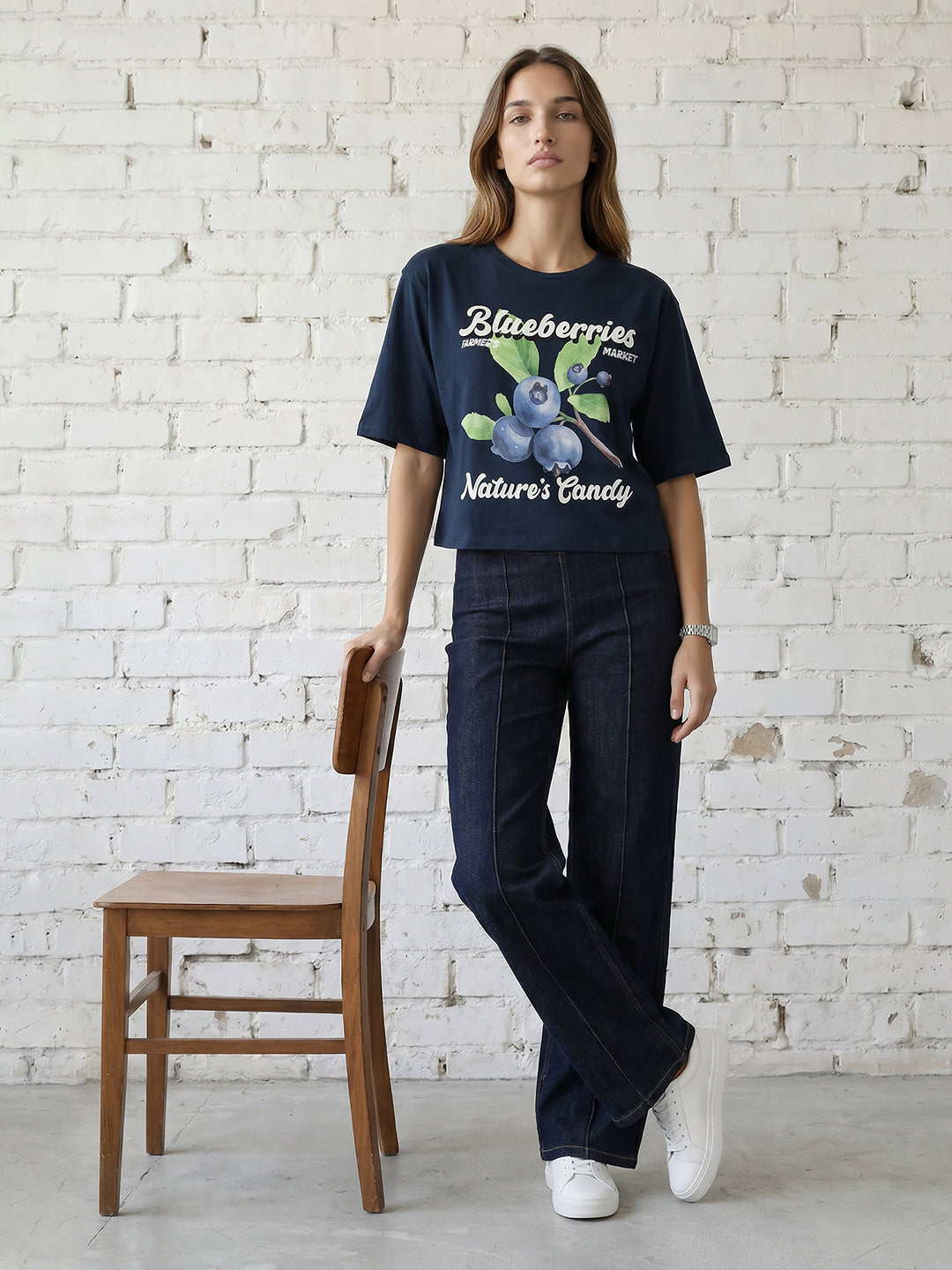 Women Airforce Graphic Print Crop Tees