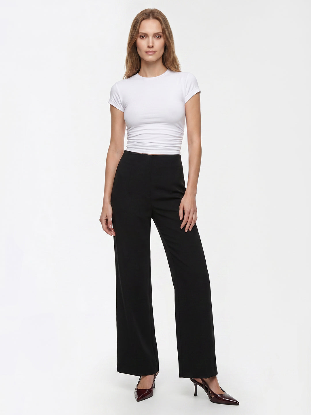 Women Black Super Wide Leg Treggings
