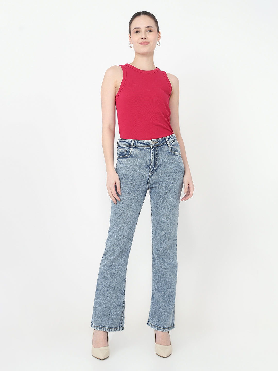 Light Blue High-Rise Flare Jeans