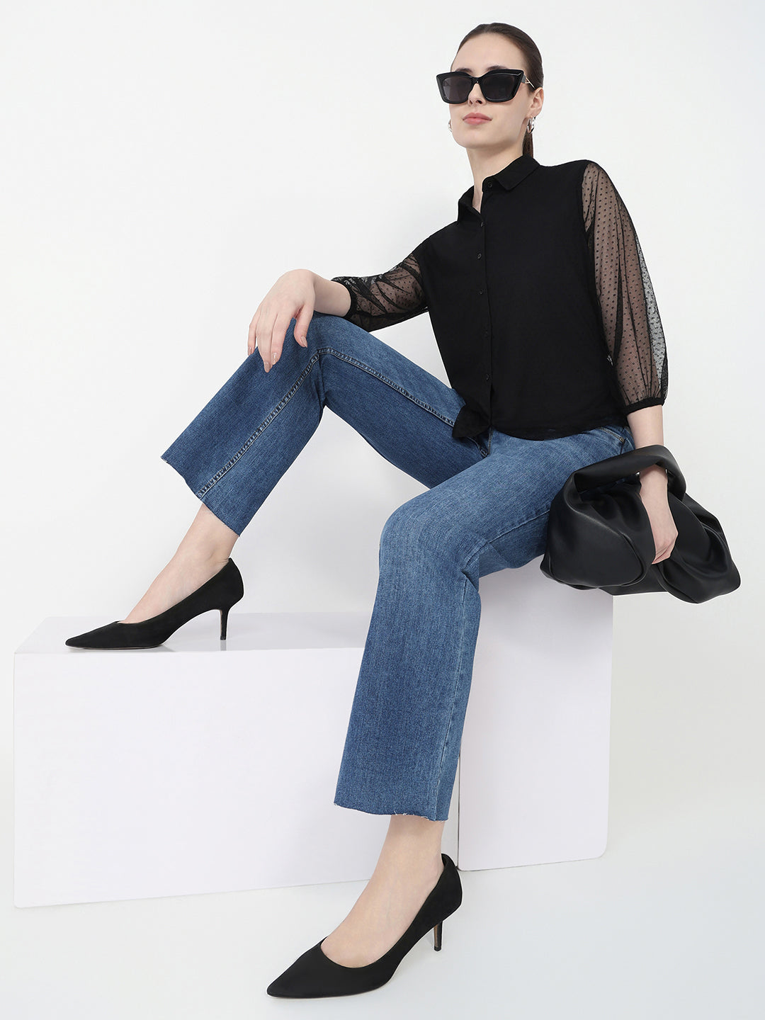 Women Black Slim Fit Shirt