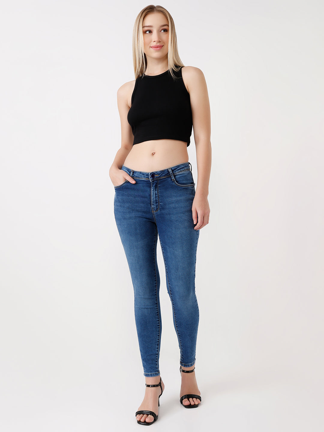 Women Blue High-Rise Skinny Jeans