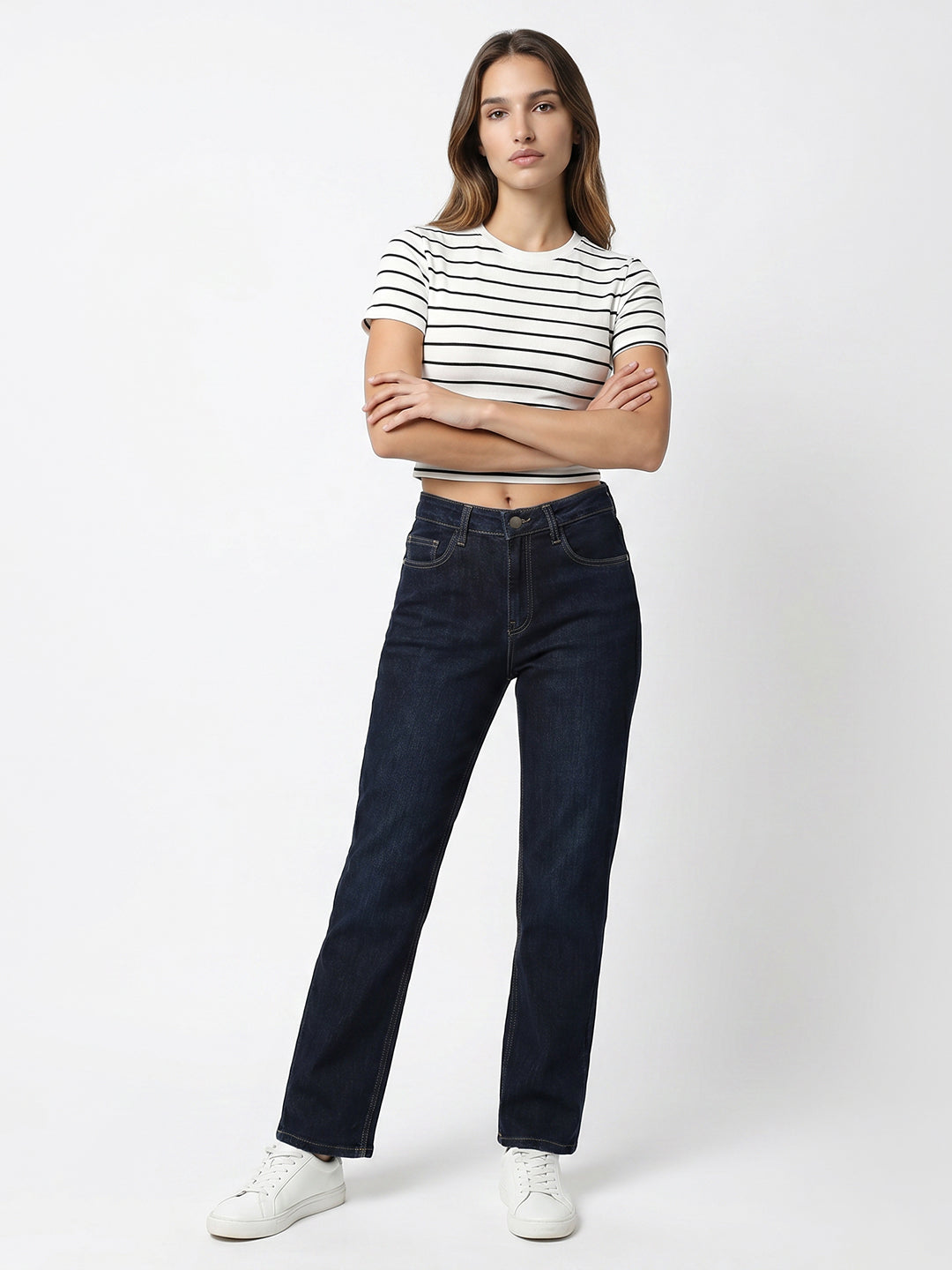Women Dark Blue Slim Straight Fit Jeans