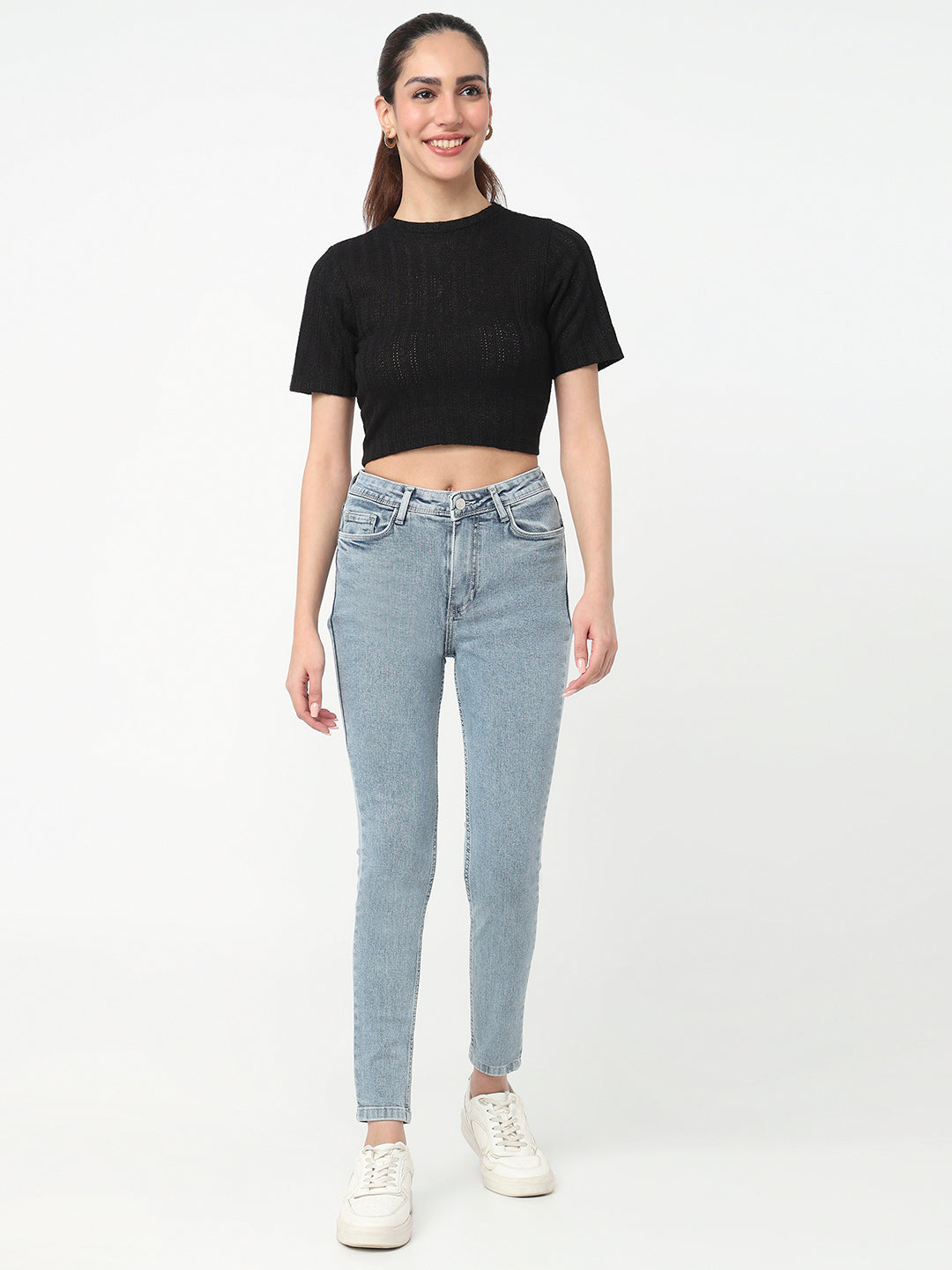 Women Light Blue High-Rise Skinny Jeans