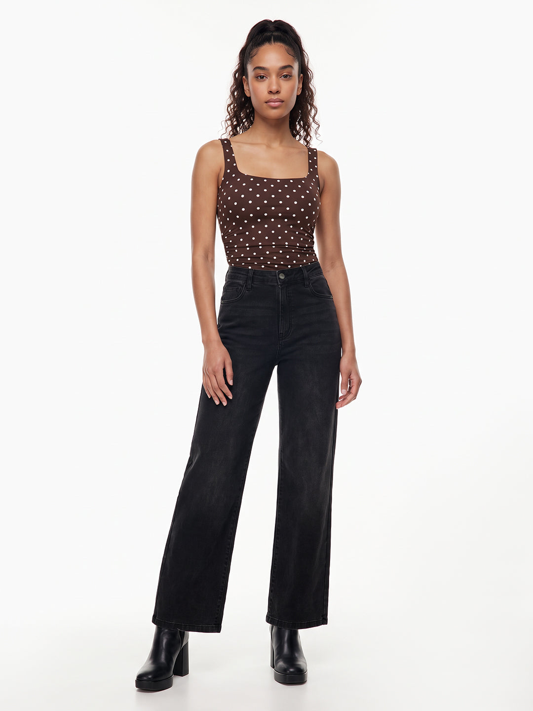 Charcoal High-Rise Straight Fit Jeans