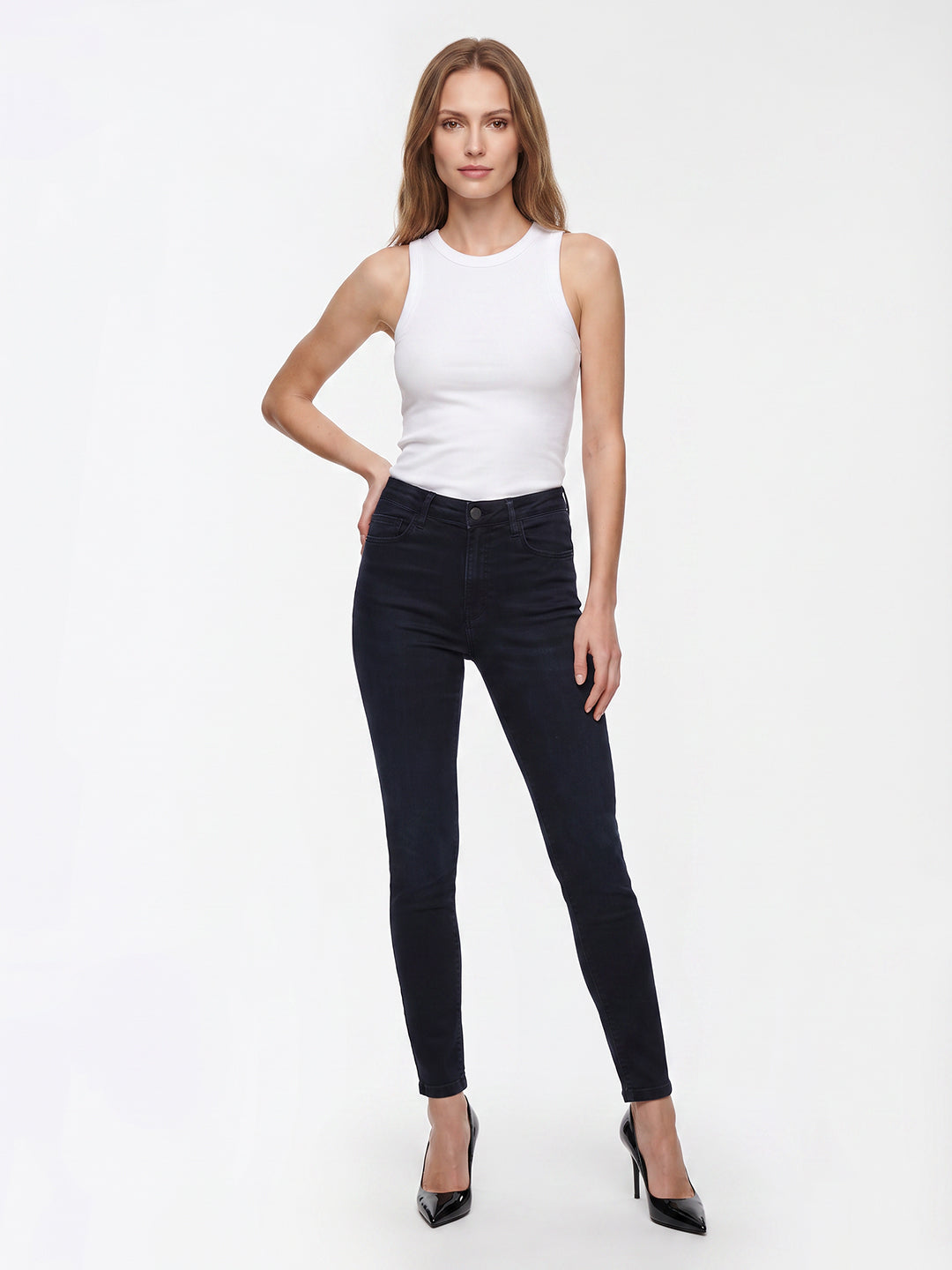 Women Dark Blue High-Rise Skinny Jeans