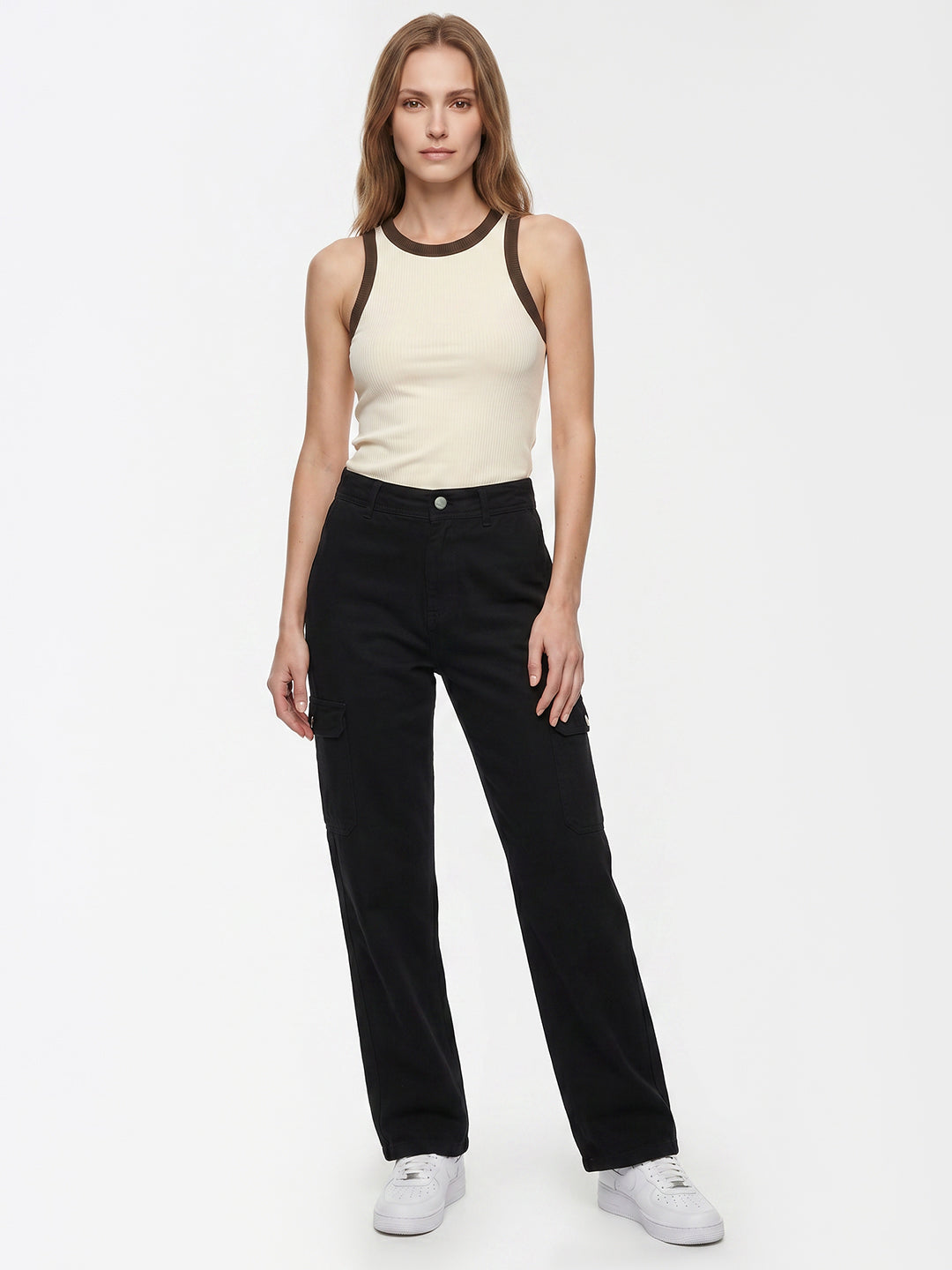 Women Black Mid-Rise Cargo