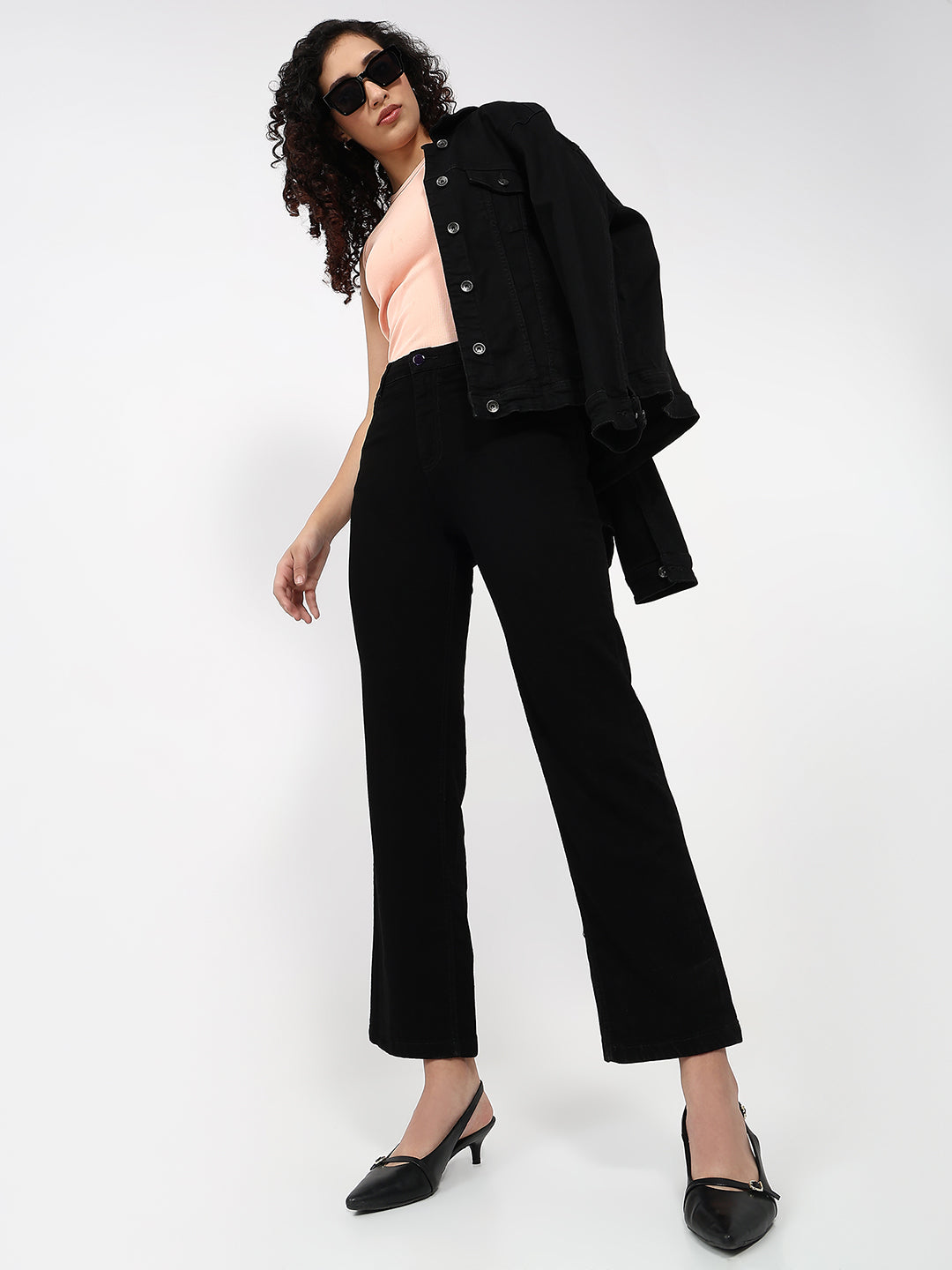 Women Black High-Rise Straight Jeans