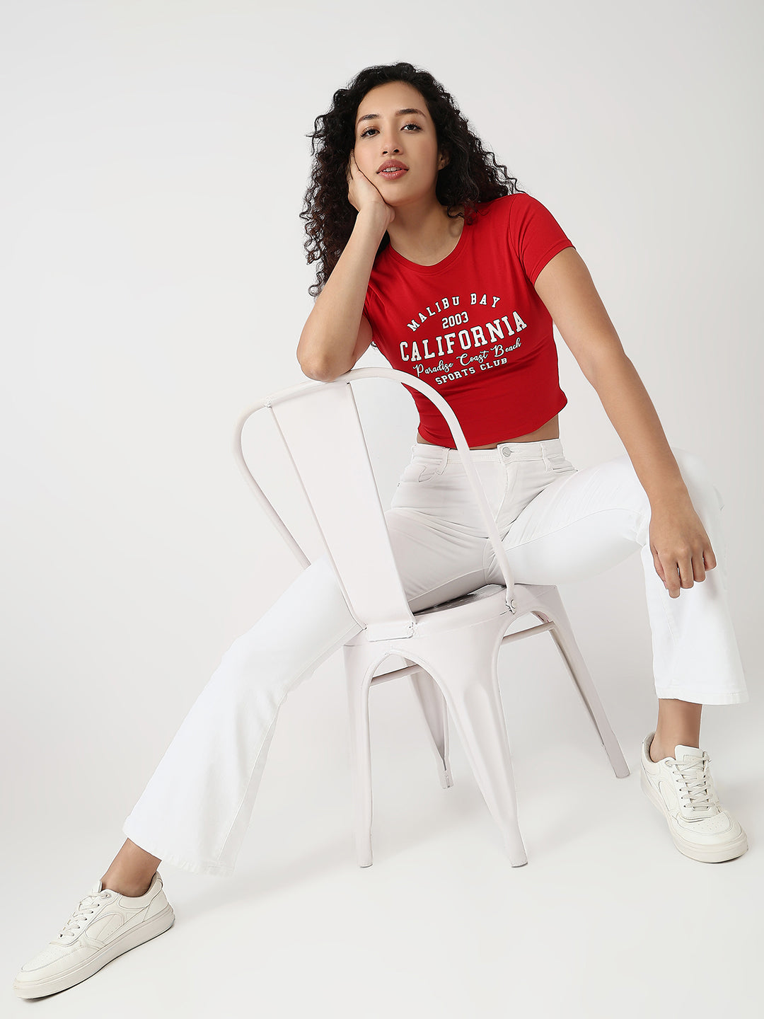 Women Red Slim Genz Tees