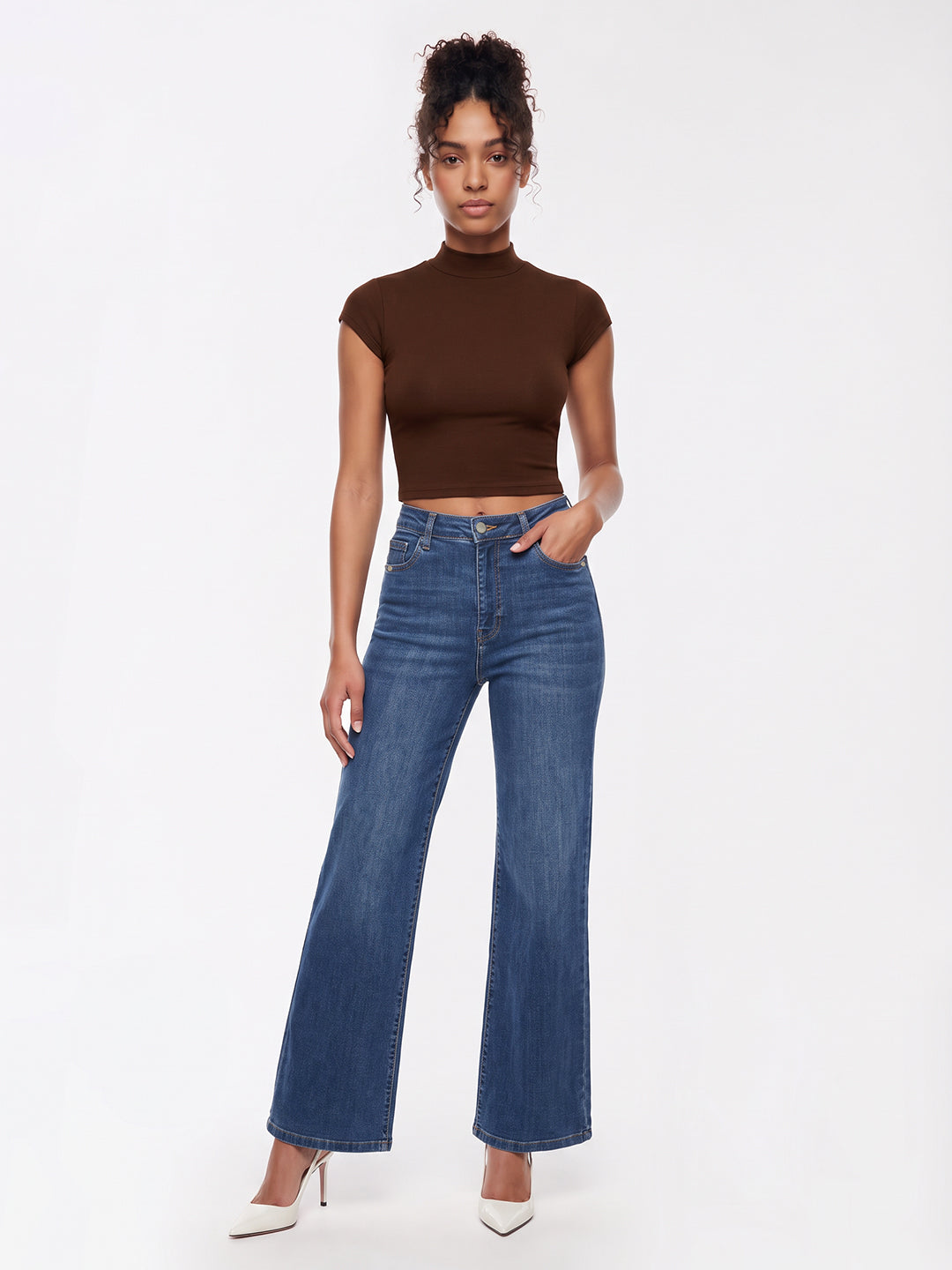 Blue High-Rise Super Wide Leg Jeans