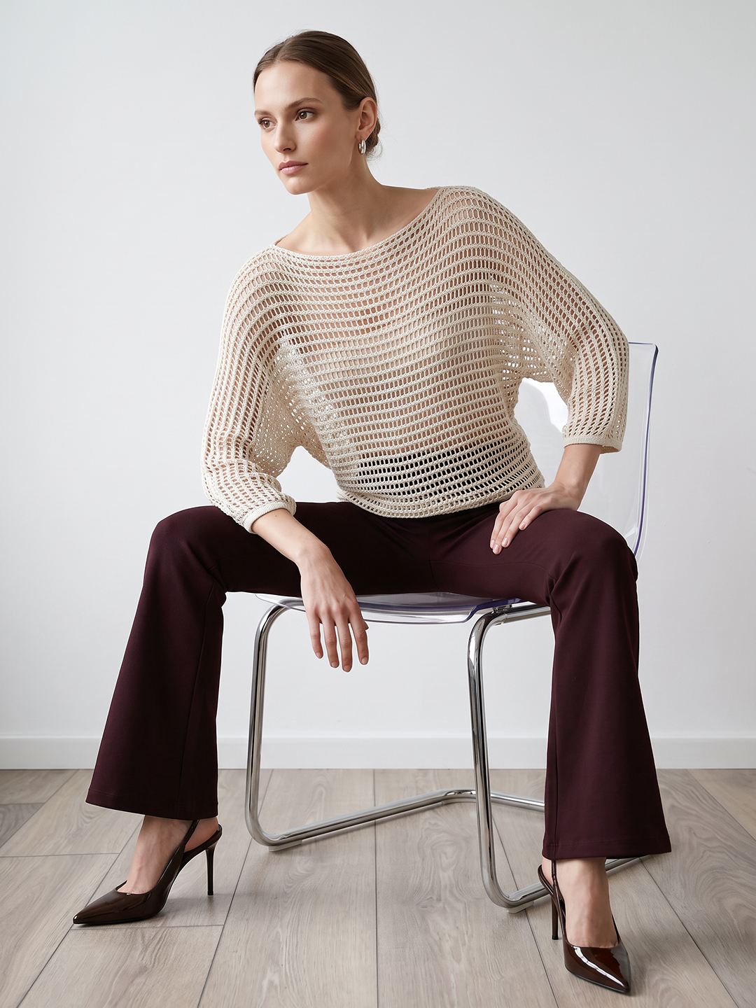 Women Ivory Batsleeve Top