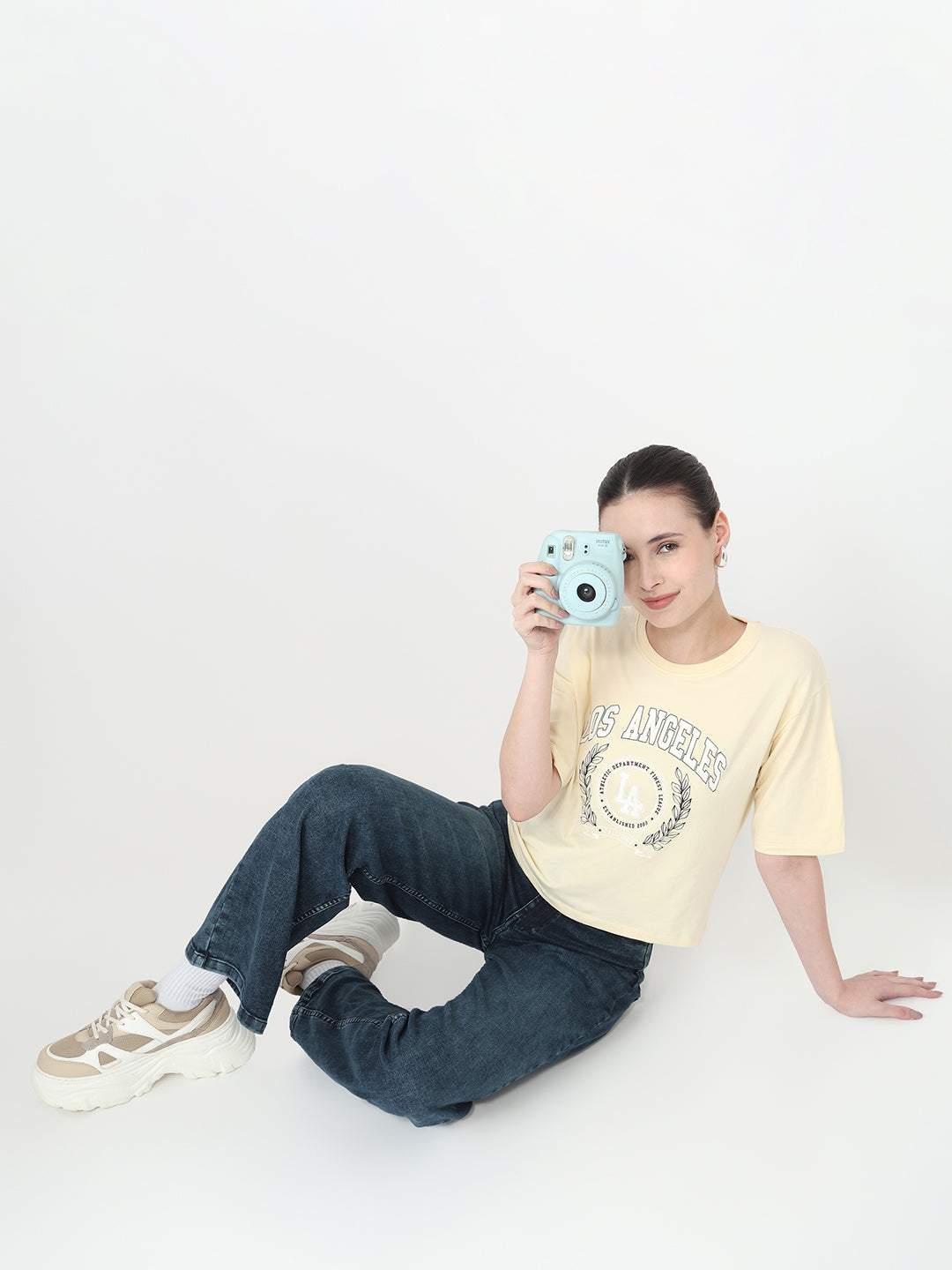 Women Graphic Crop Slim Fit Tees