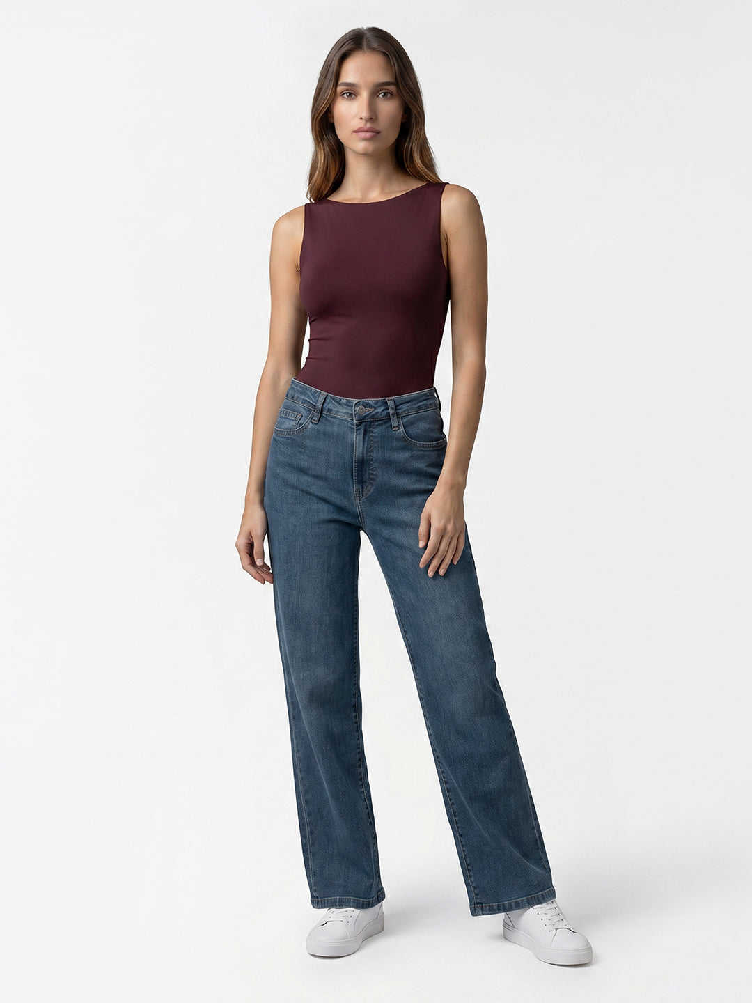 Women Blue High-Rise Straight Fit Jeans