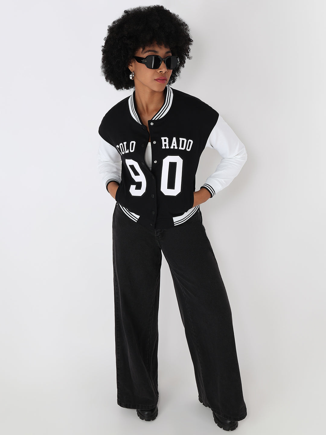 Women Black/White Varsity Jacket
