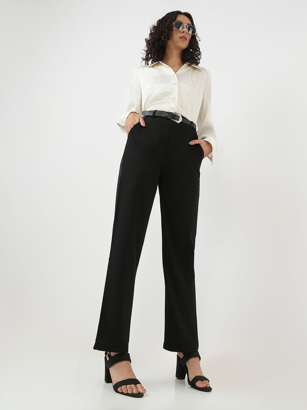 Women High-Rise Wide Leg Trousers