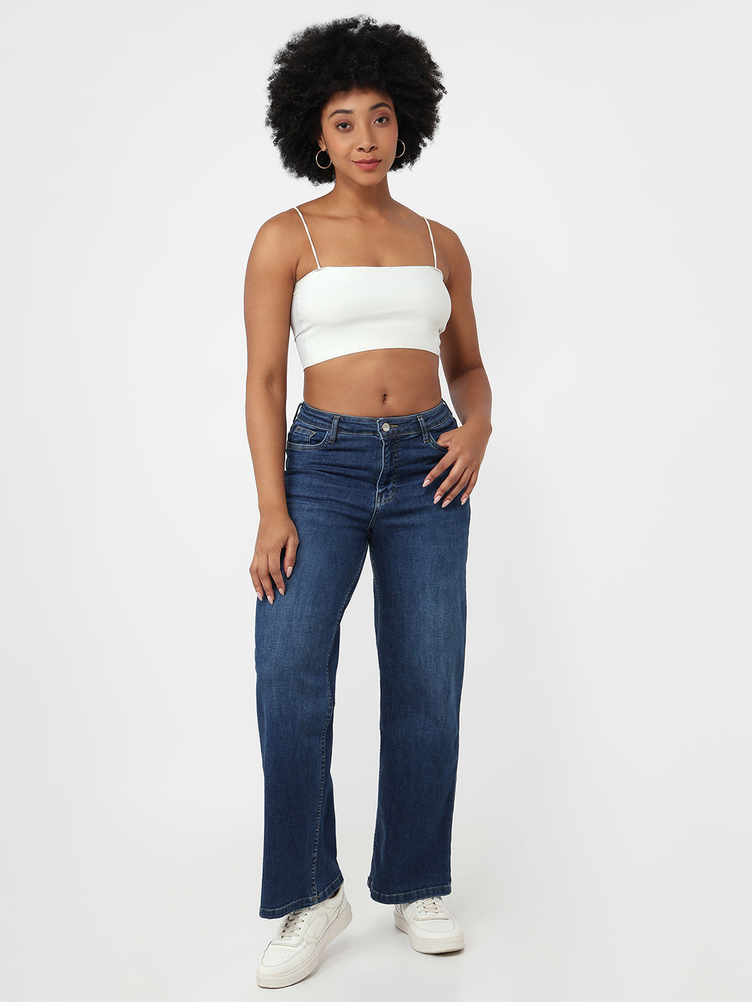 Women Blue High-Rise Wide Leg Jeans
