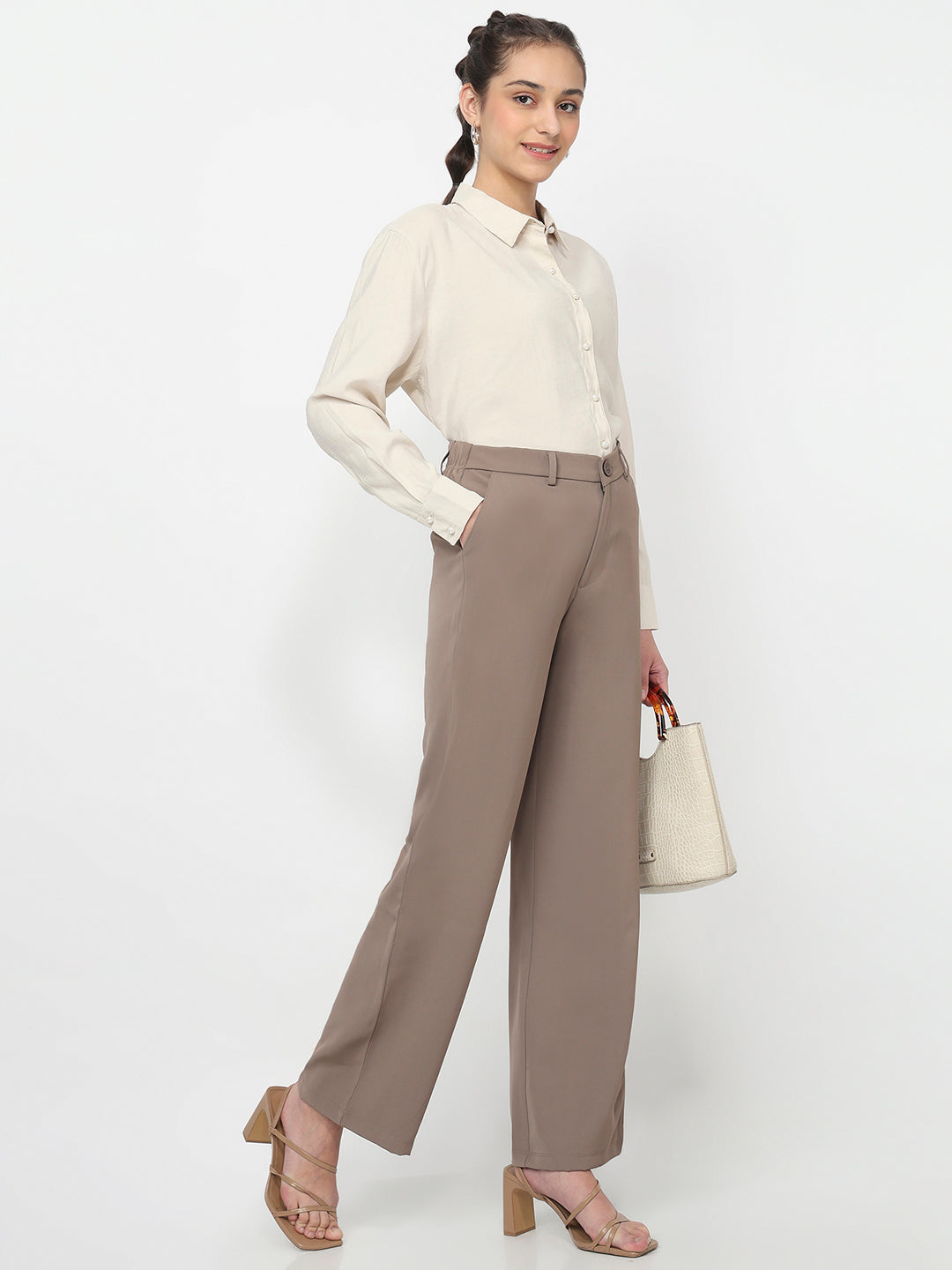 Women Coconut Cream Oversized Shirt