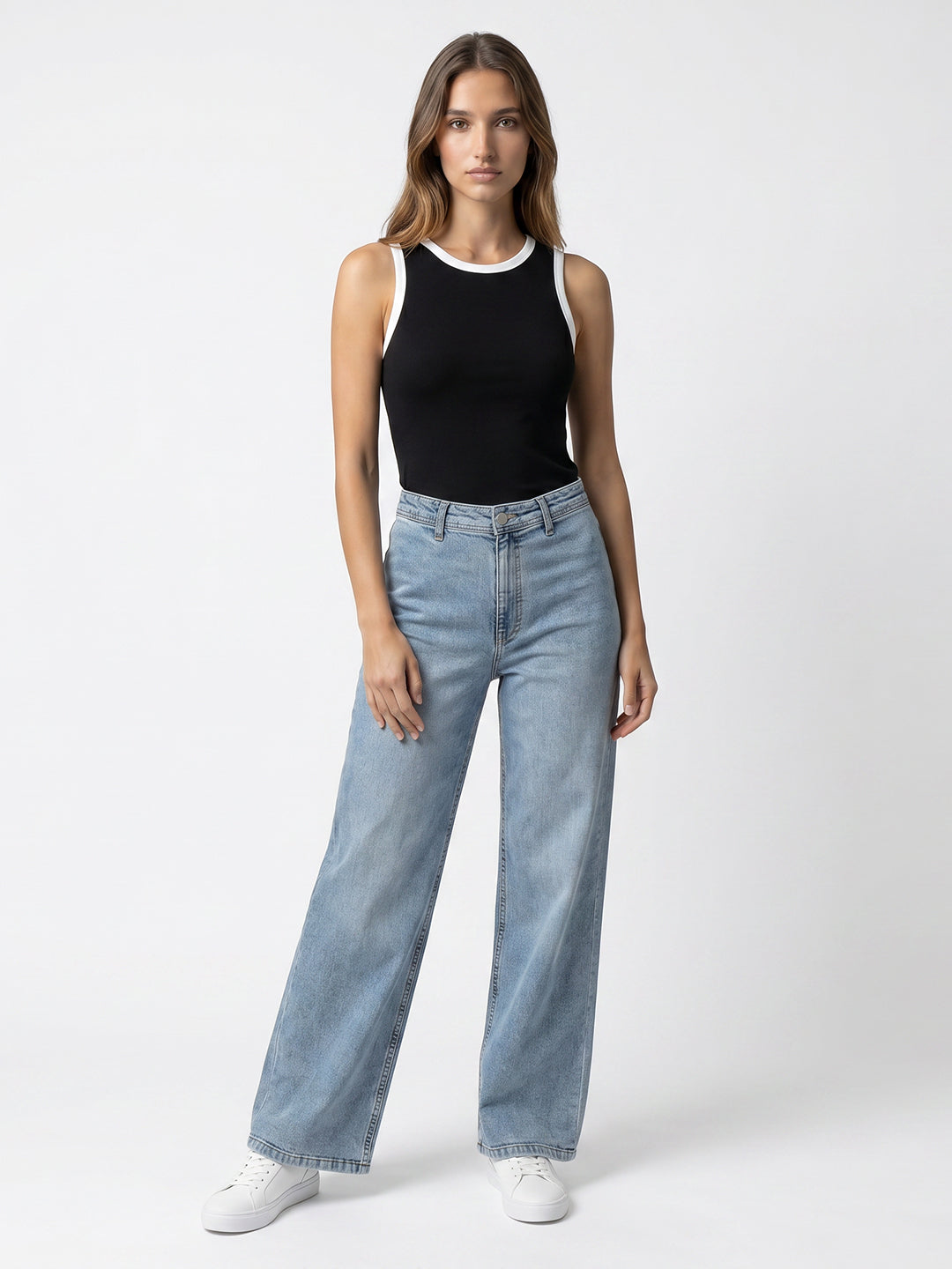 Light Blue Ribcage Wide Leg Jeans