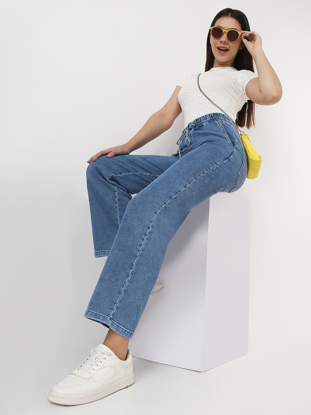Women Dark Blue Denim Joggers