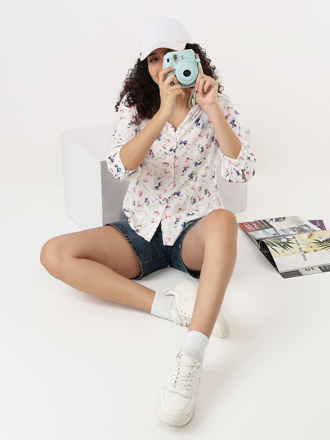 Women Floral Print Slim Shirt