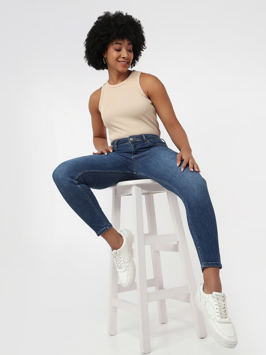 Women Blue High-Rise Skinny Jeans