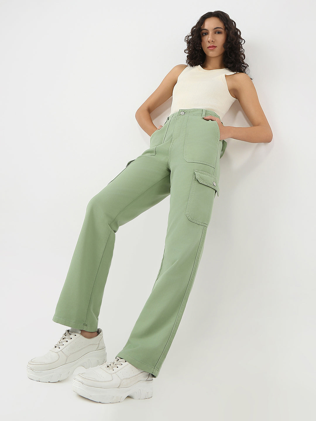 Women High Rise Loose Fit Cargo