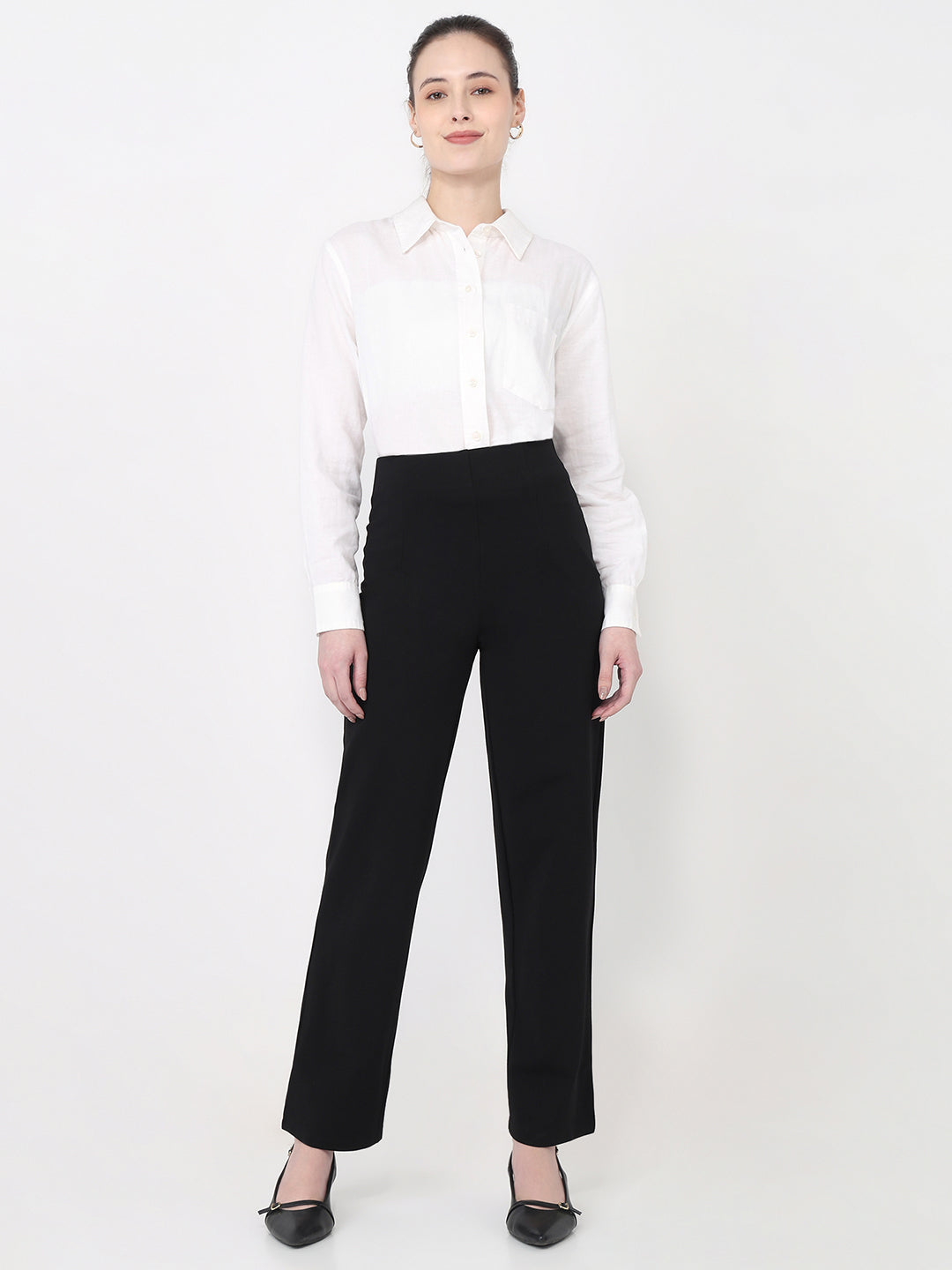 Women Black High-Rise Treggings